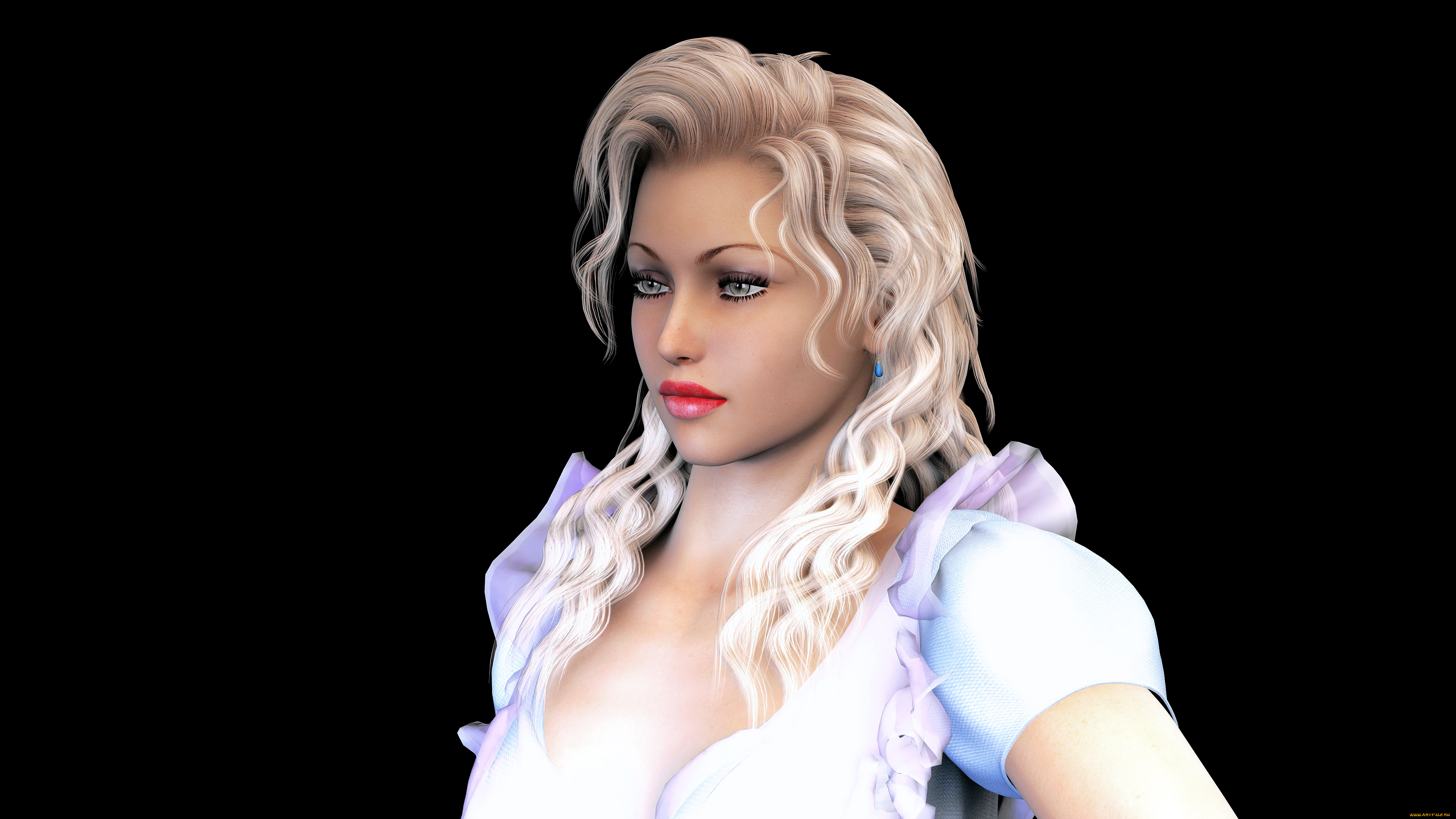 3д, графика, портрет, , portraits, блондинка, взгляд, девушка, фон