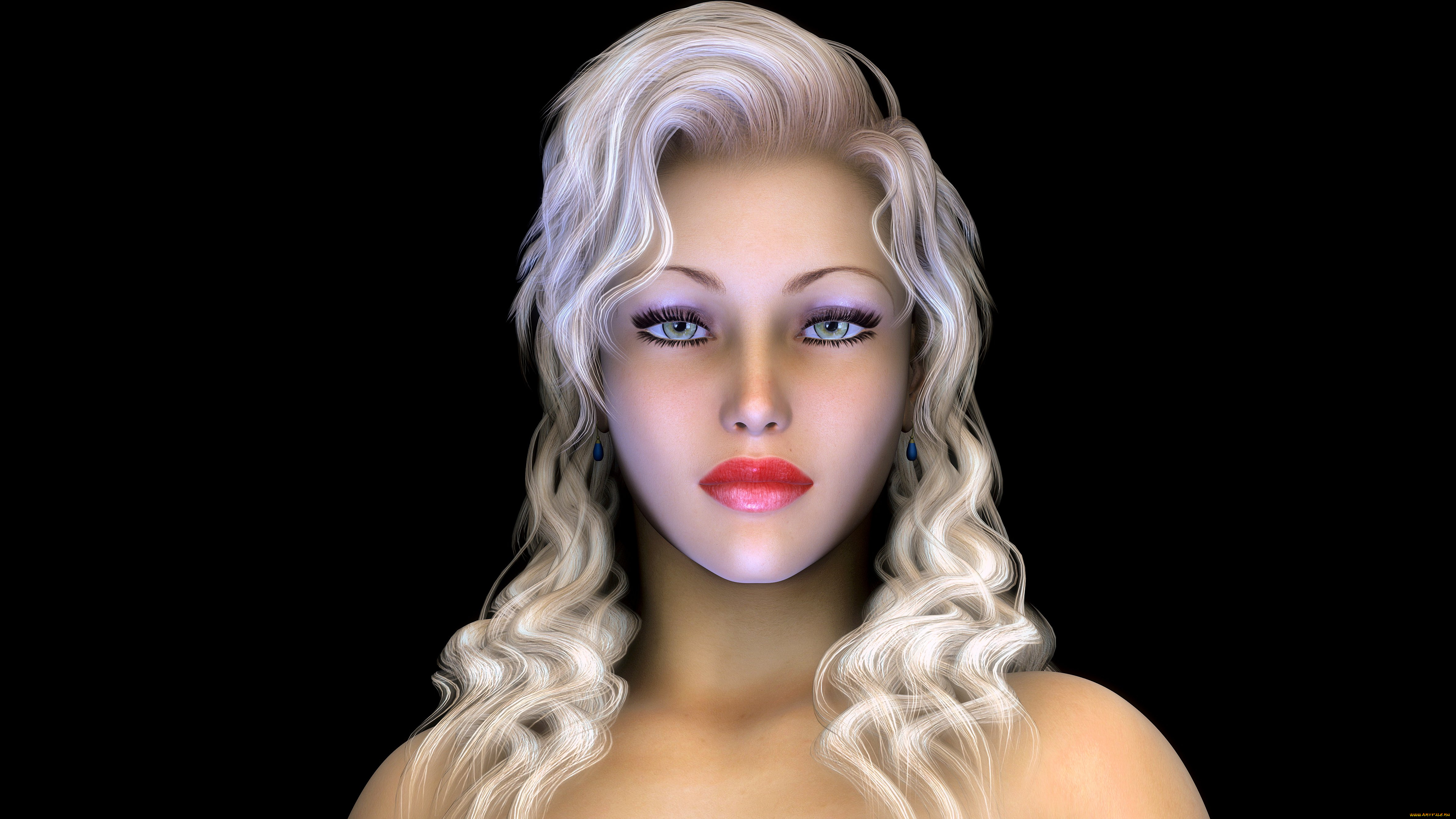 3д, графика, портрет, , portraits, фон, блондинка, девушка, взгляд