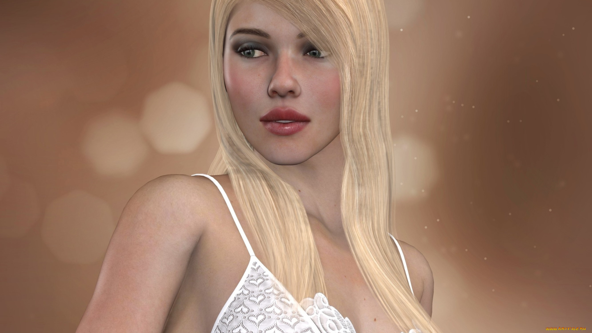 3д, графика, люди, , people, девушка, взгляд, блондинка, фон