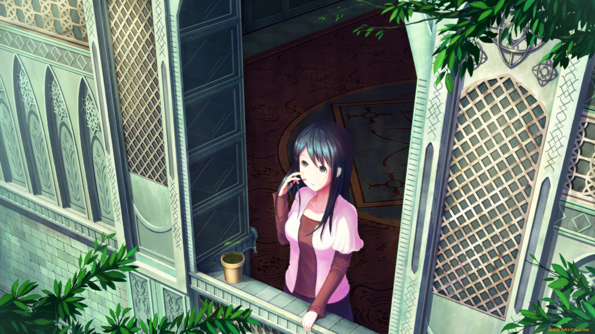 аниме, город, , улицы, , здания, здание, девочка, арт