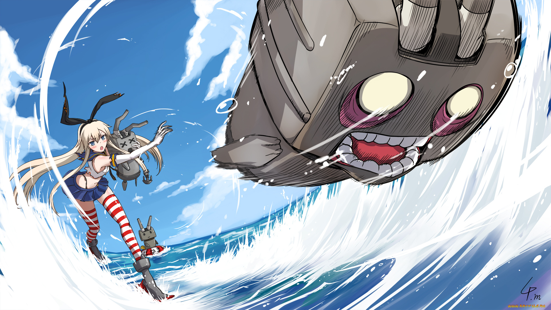 аниме, kantai, collection, фон, взгляд, девушка