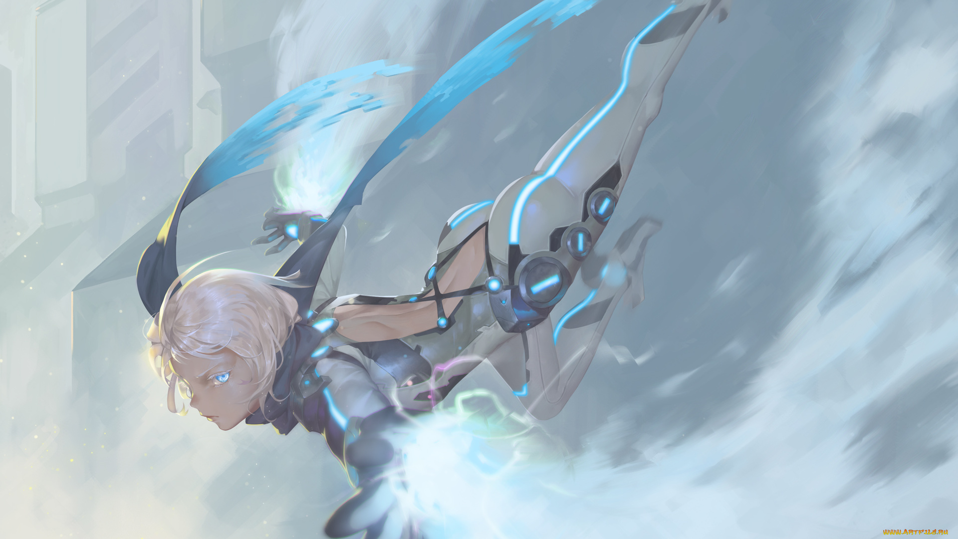 аниме, оружие, , техника, , технологии, фантастика, арт, девушка