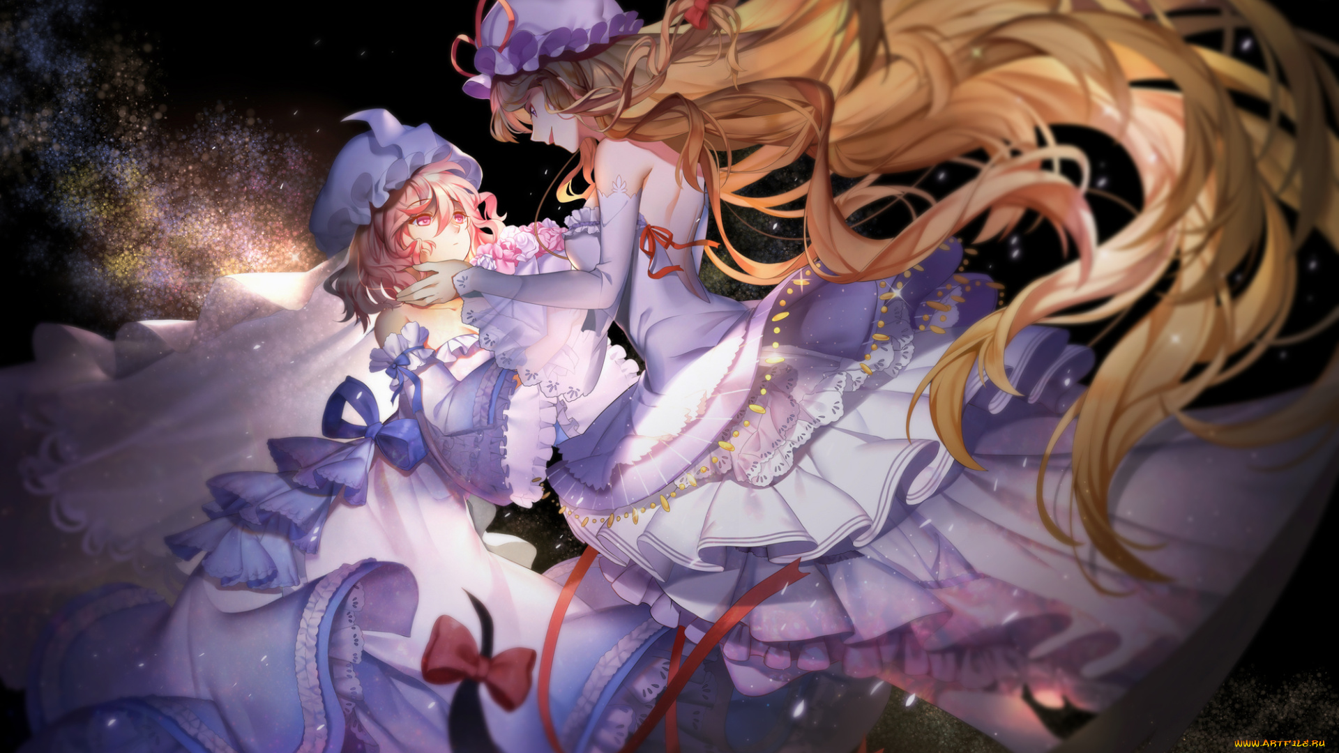 аниме, touhou, greetload, saigyouji, yuyuko, yakumo, yukari