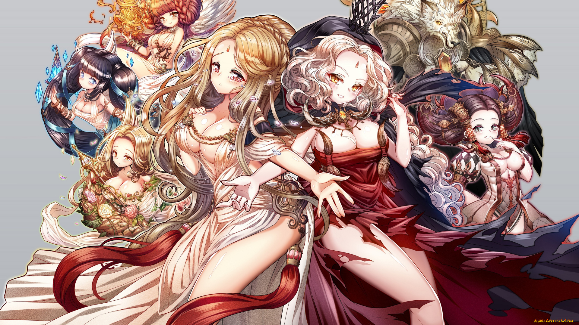 аниме, животные, , существа, poseichю, арт, девушки