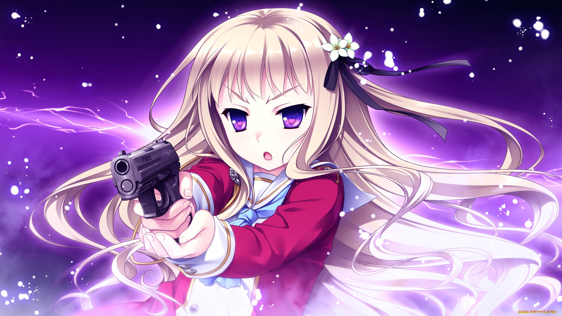 hello, ladies, аниме, unknown, , другое, оружие, фон, взгляд, девушка