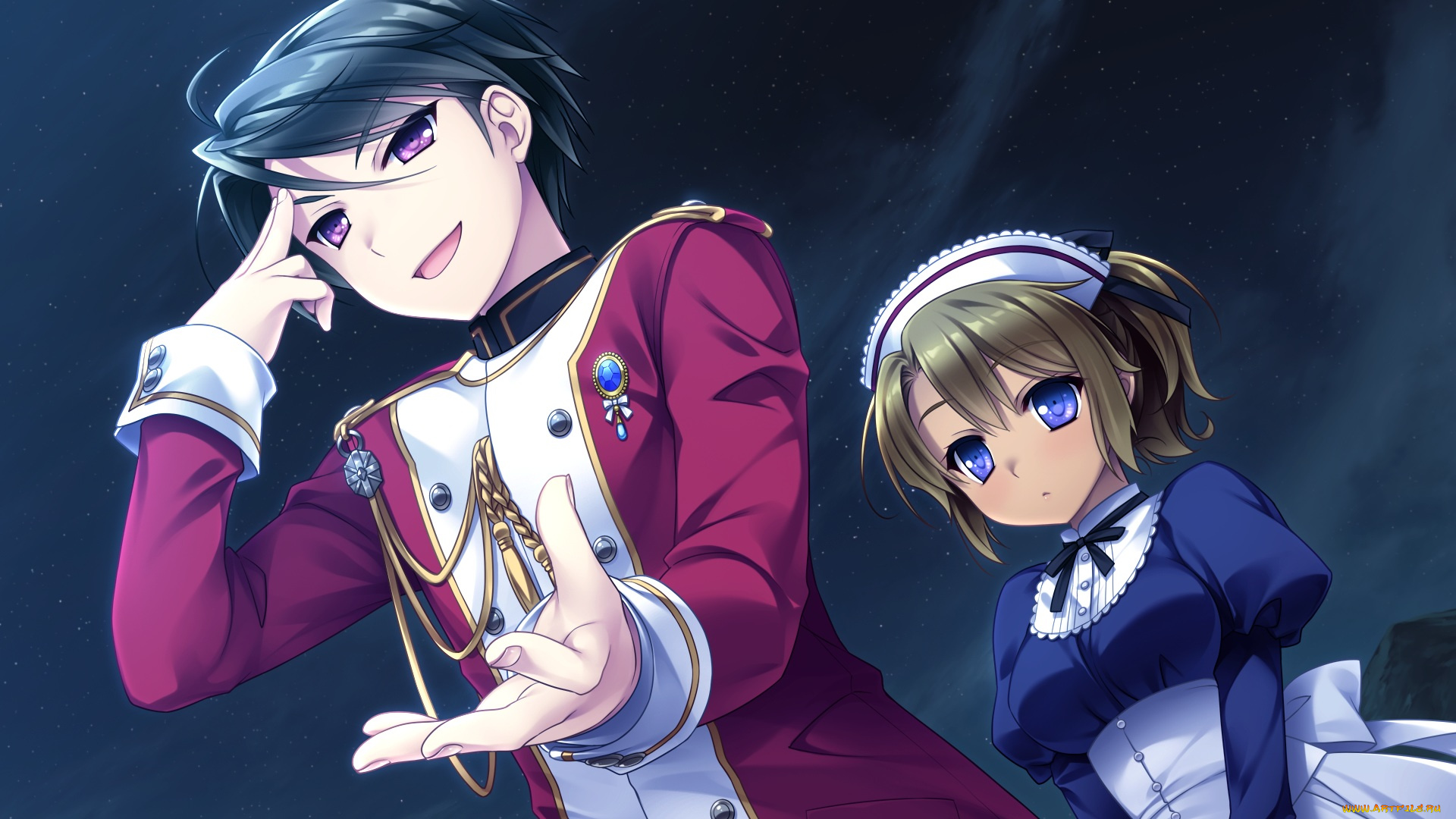 hello, ladies, аниме, unknown, , другое, парень, фон, взгляд, девушка