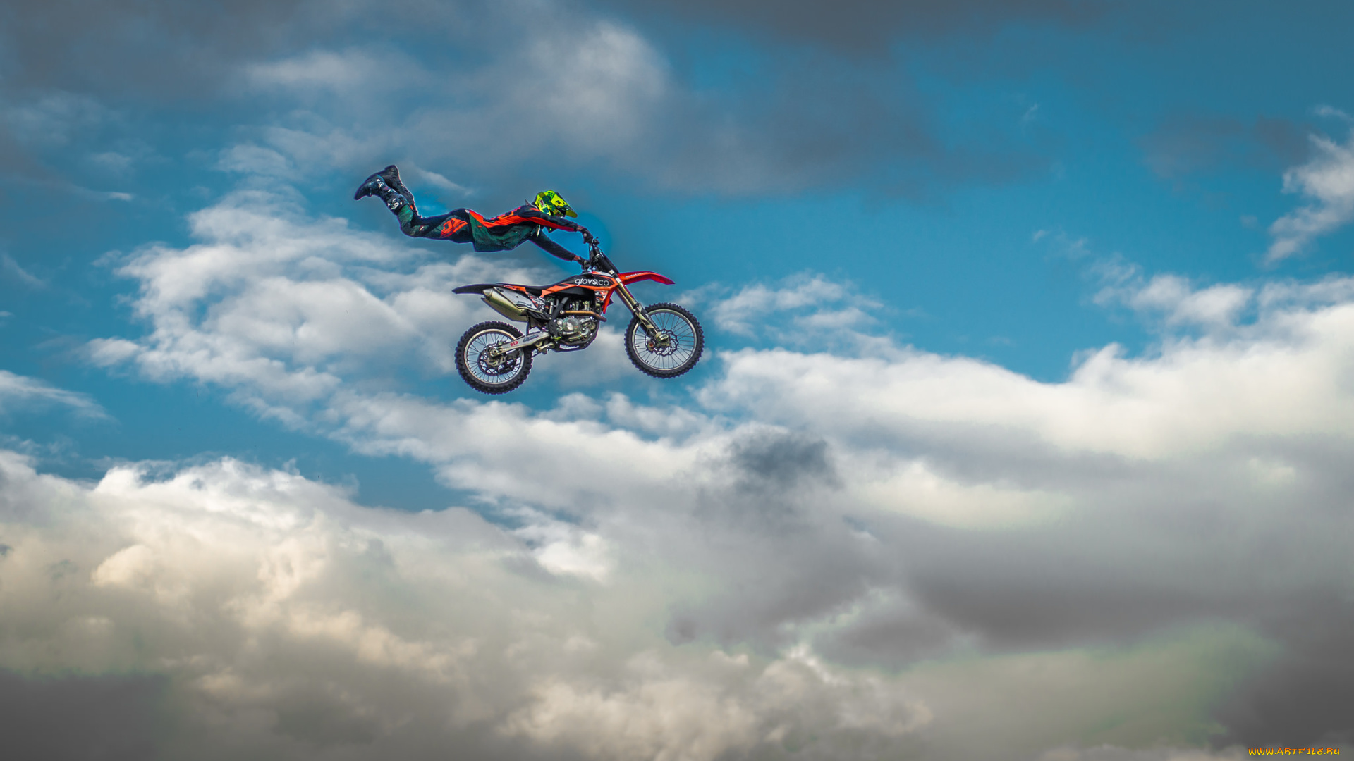 спорт, мотоспорт, парень, небо