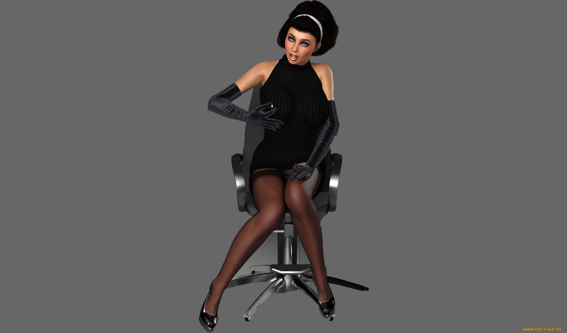 3д, графика, люди, , people, стул, взгляд, фон, девушка