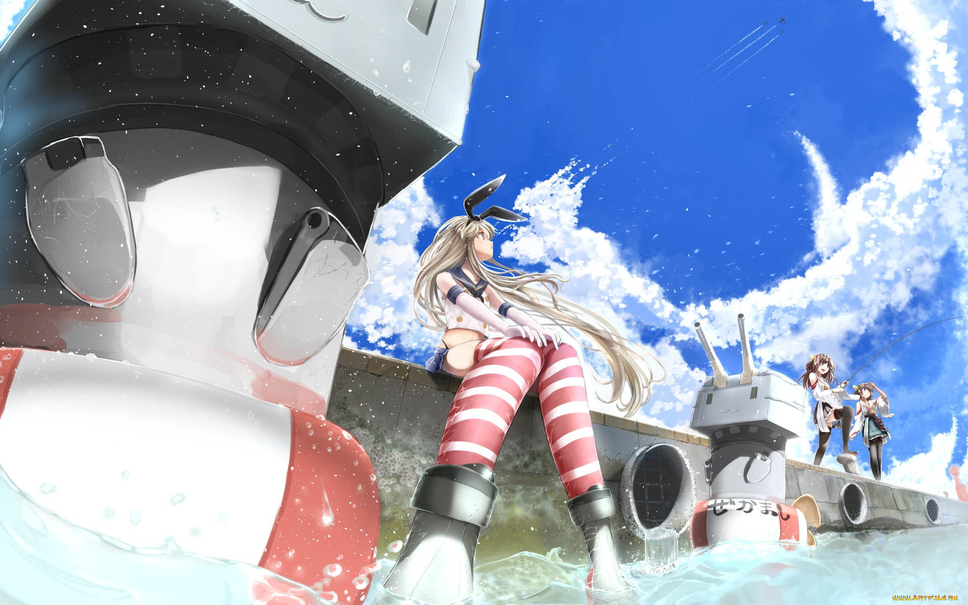 аниме, kantai, collection, фон, взгляд, девушка