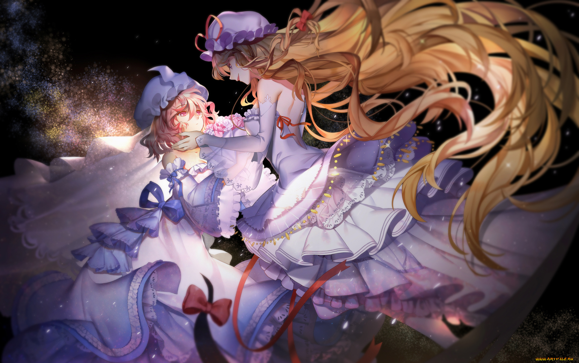 аниме, touhou, greetload, saigyouji, yuyuko, yakumo, yukari