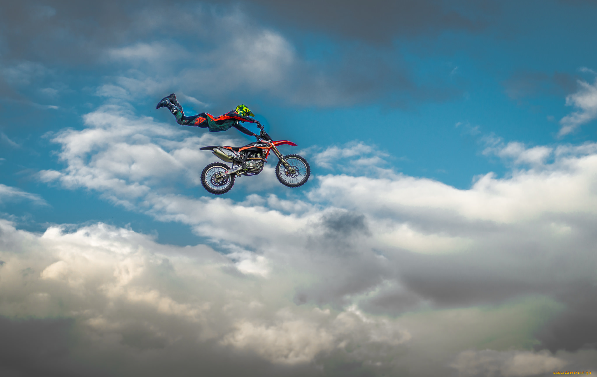 спорт, мотоспорт, парень, небо