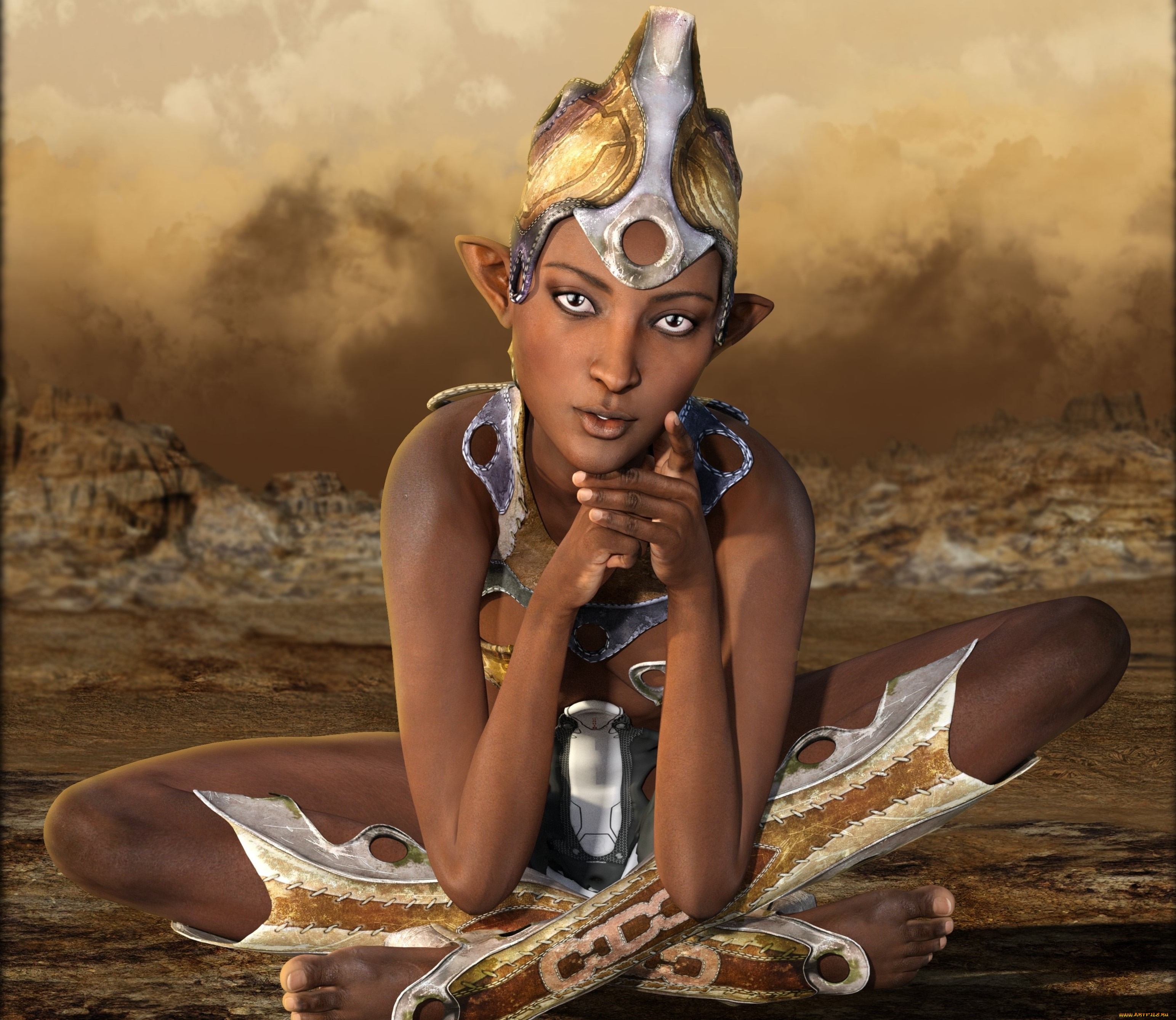 3д, графика, эльфы, , elves, эльфийка, фон, взгляд