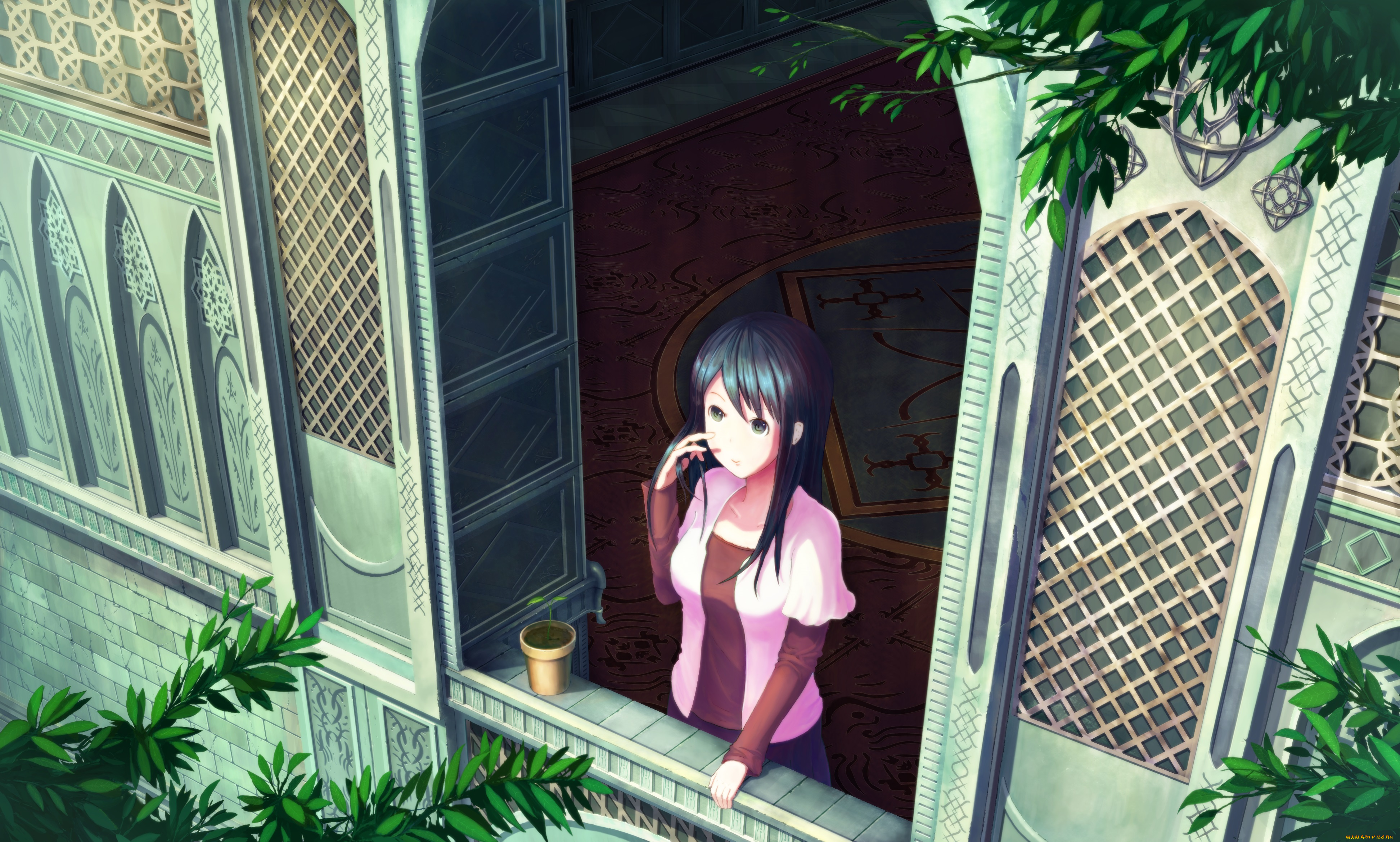 аниме, город, , улицы, , здания, здание, девочка, арт