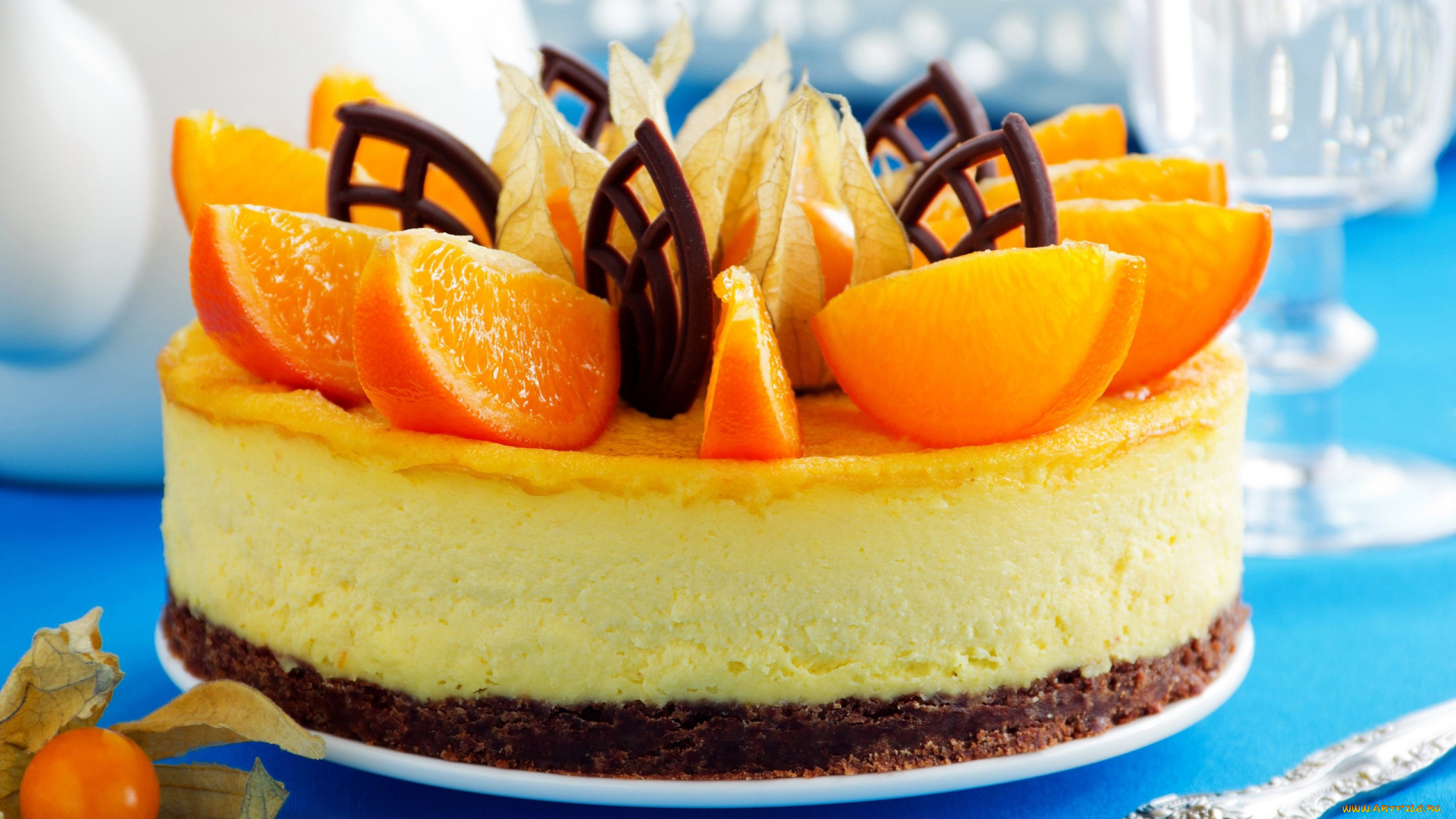 еда, торты, чизкейк, физалис, апельсин