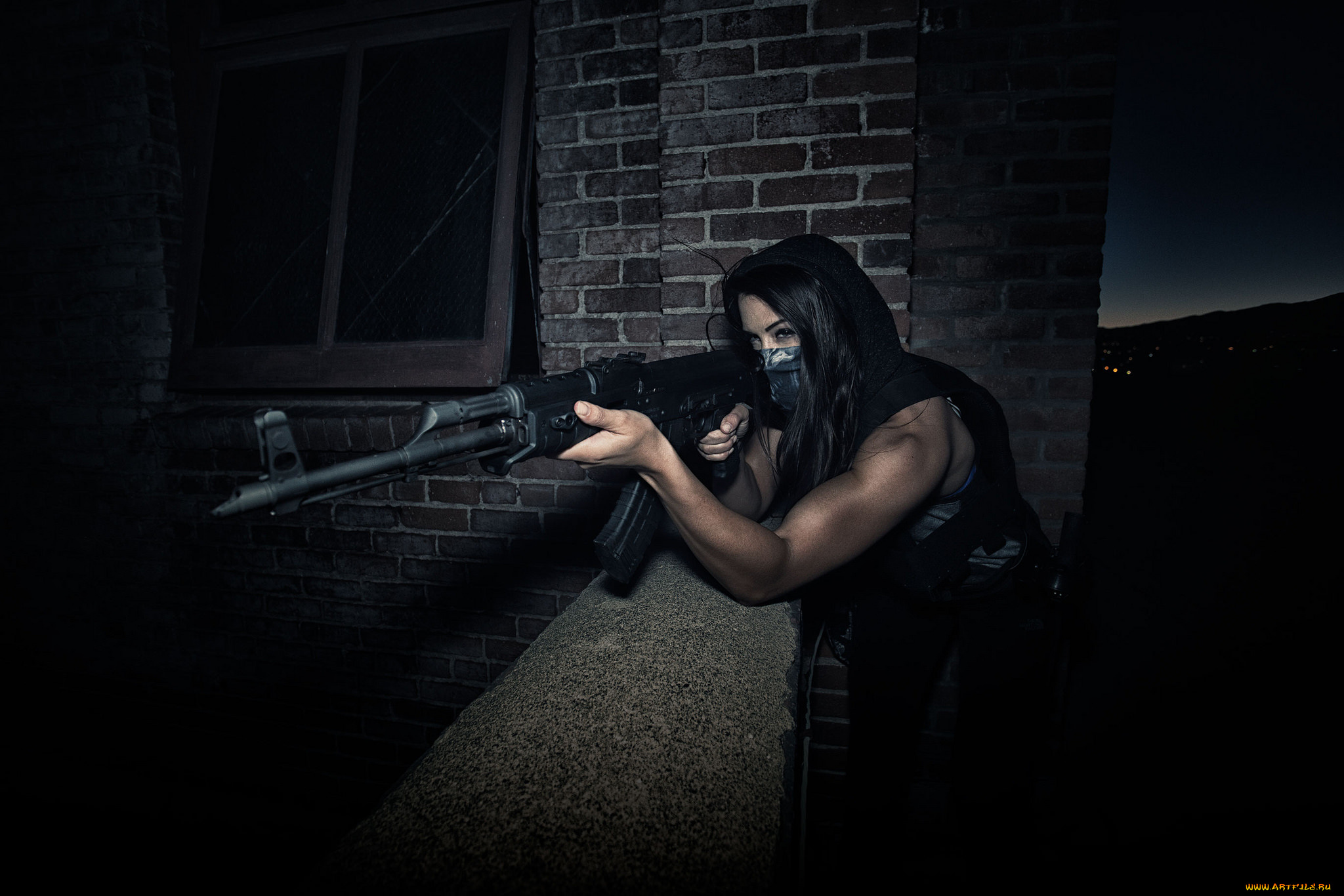 девушки, -unsort, , девушки, с, оружием, оружие, цель, автомат, девушка, ночь