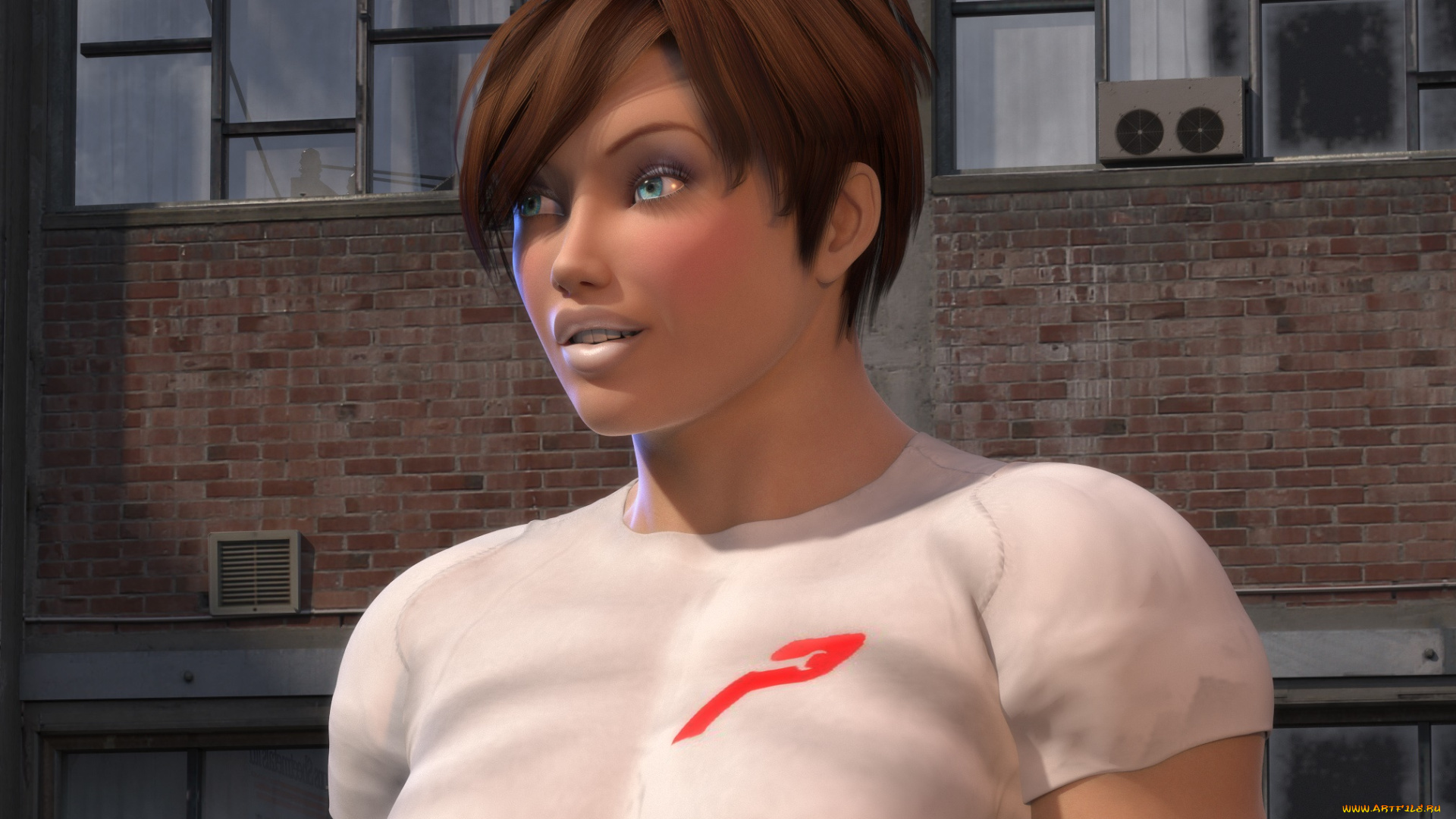 3д, графика, портрет, , portraits, грудь, фон, взгляд, девушка