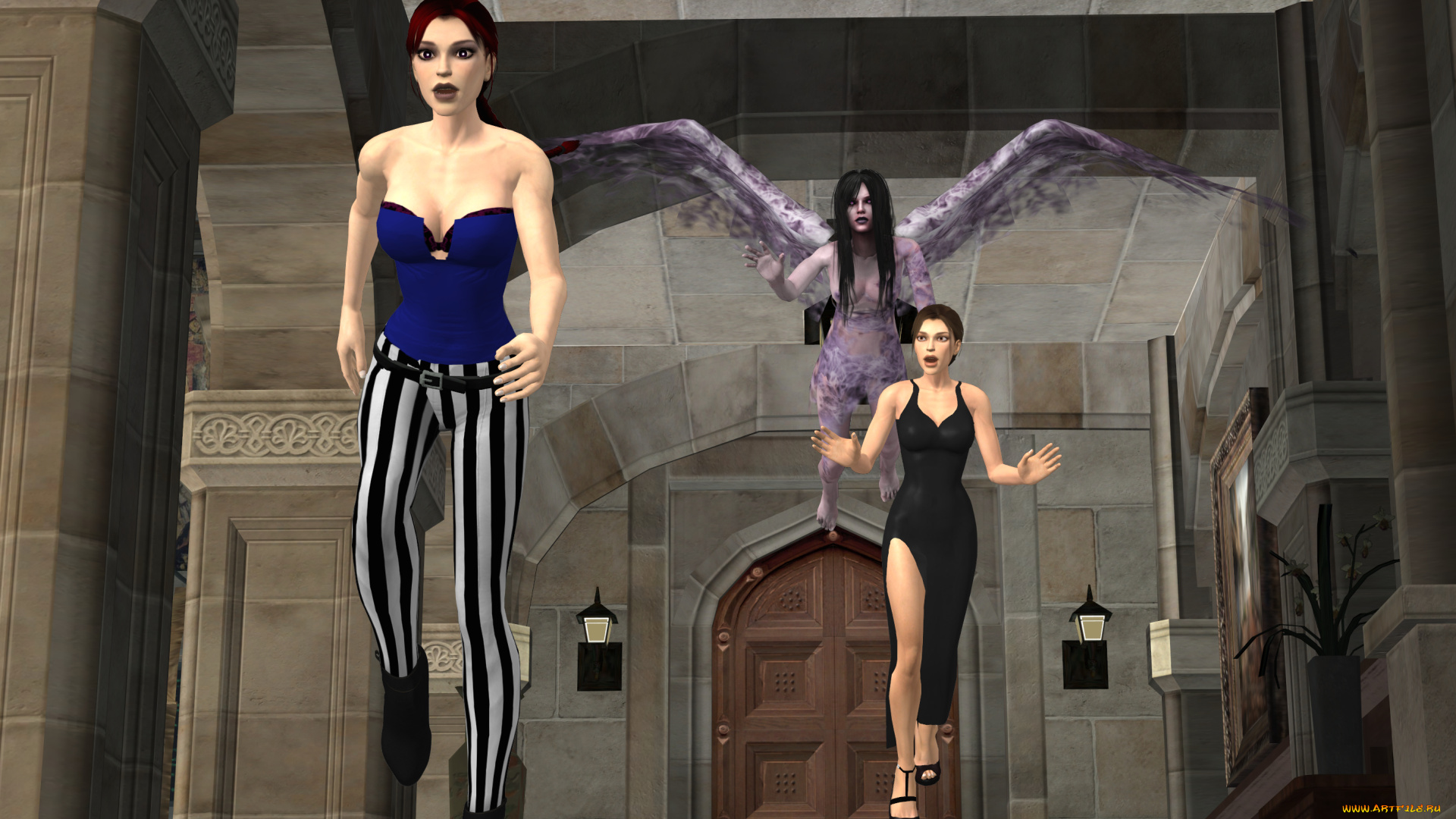 3д, графика, существа, , creatures, фон, девушки, взгляд