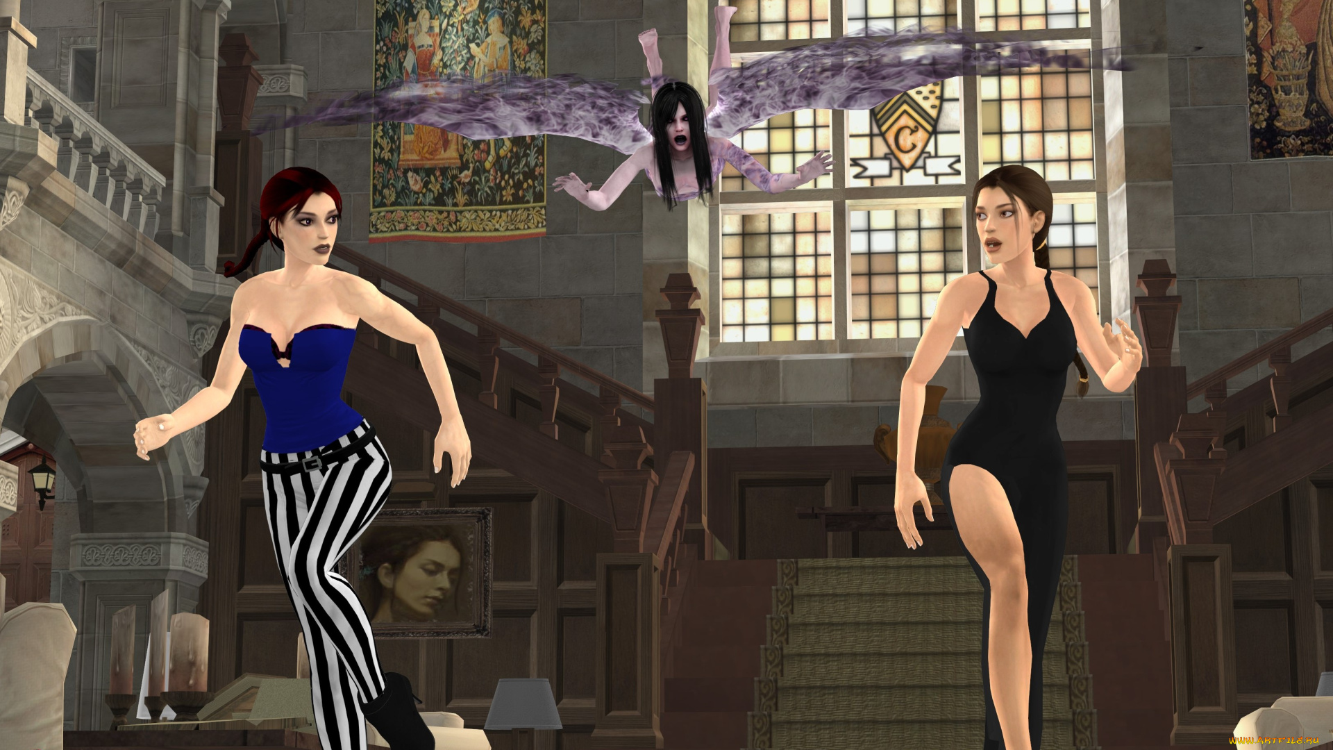 3д, графика, существа, , creatures, взгляд, девушки, фон