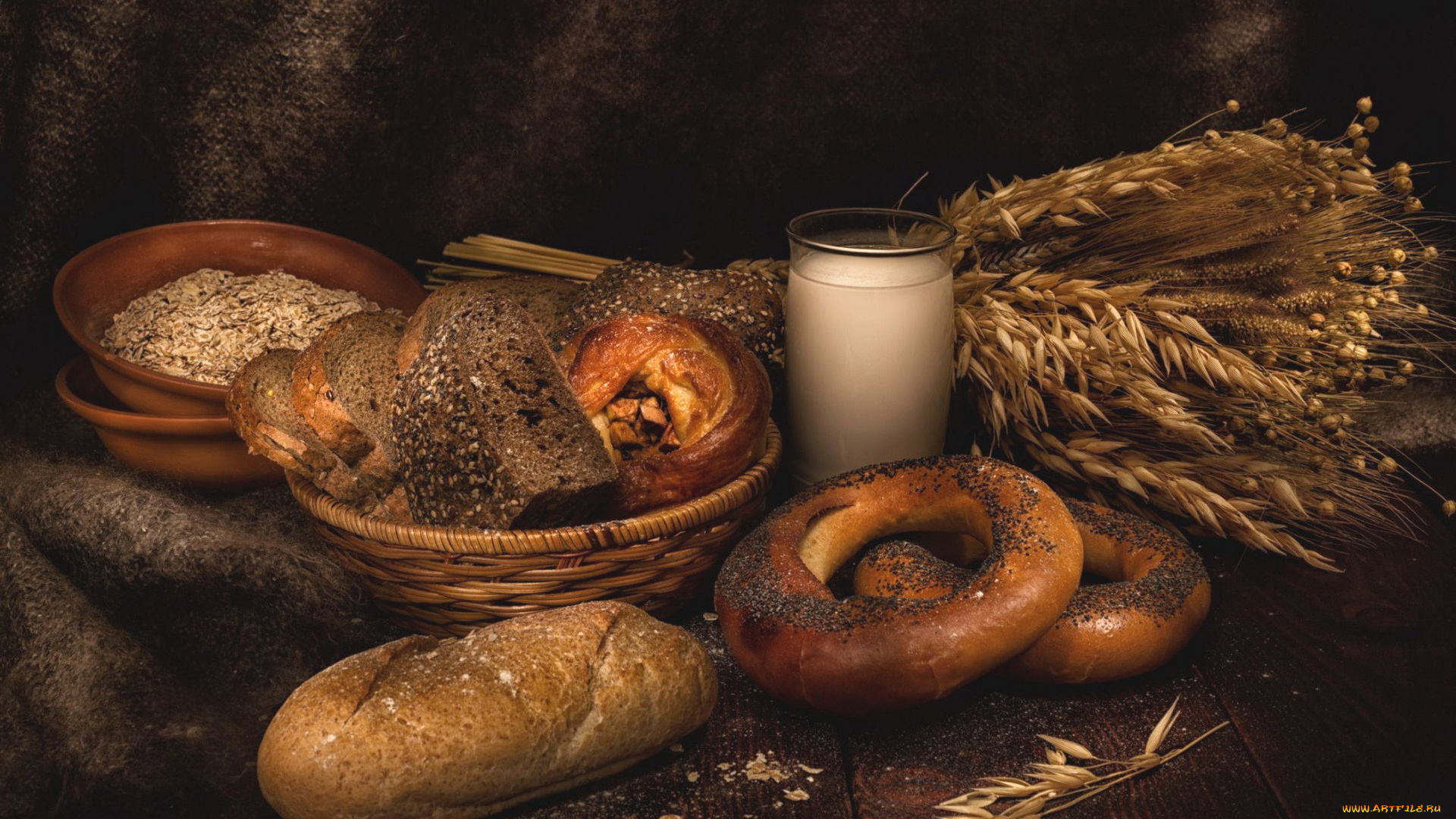 еда, хлеб, , выпечка, бублик, зерна