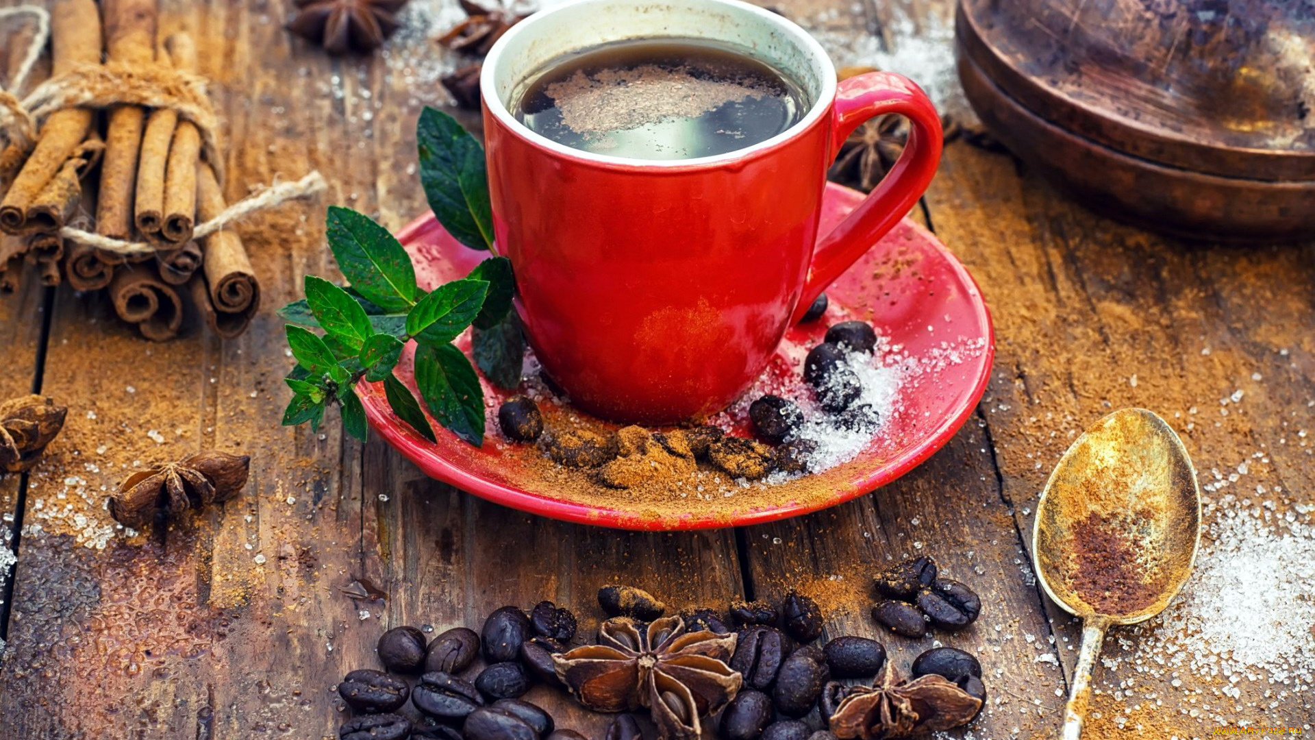 еда, кофе, , кофейные, зёрна, мята, анис, зерна, напиток