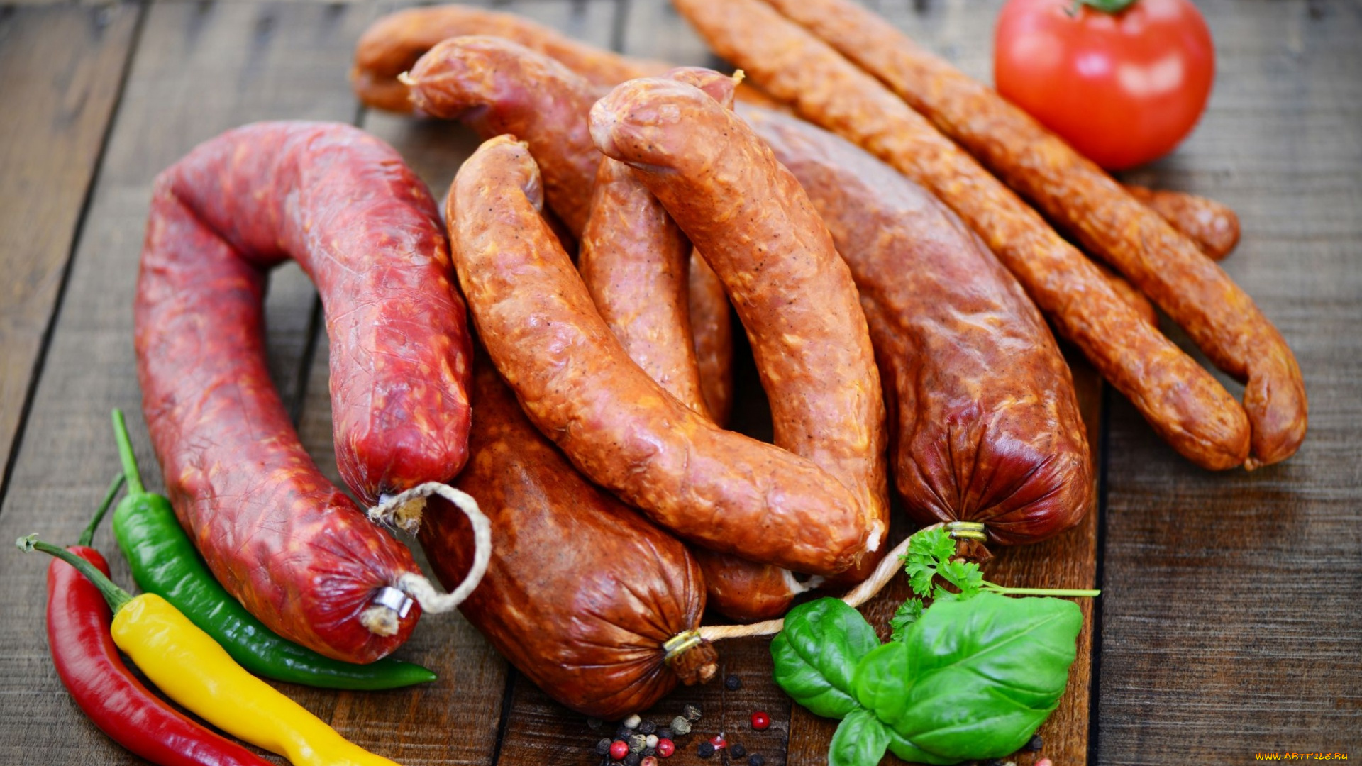 еда, колбасные, изделия, копчености, перец, колбаса, помидоры, томаты