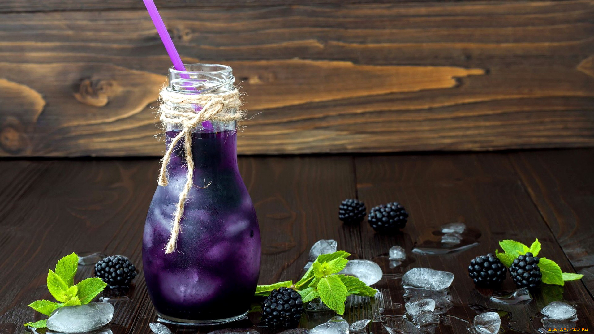 еда, напитки, компот, лед, мята, ежевика