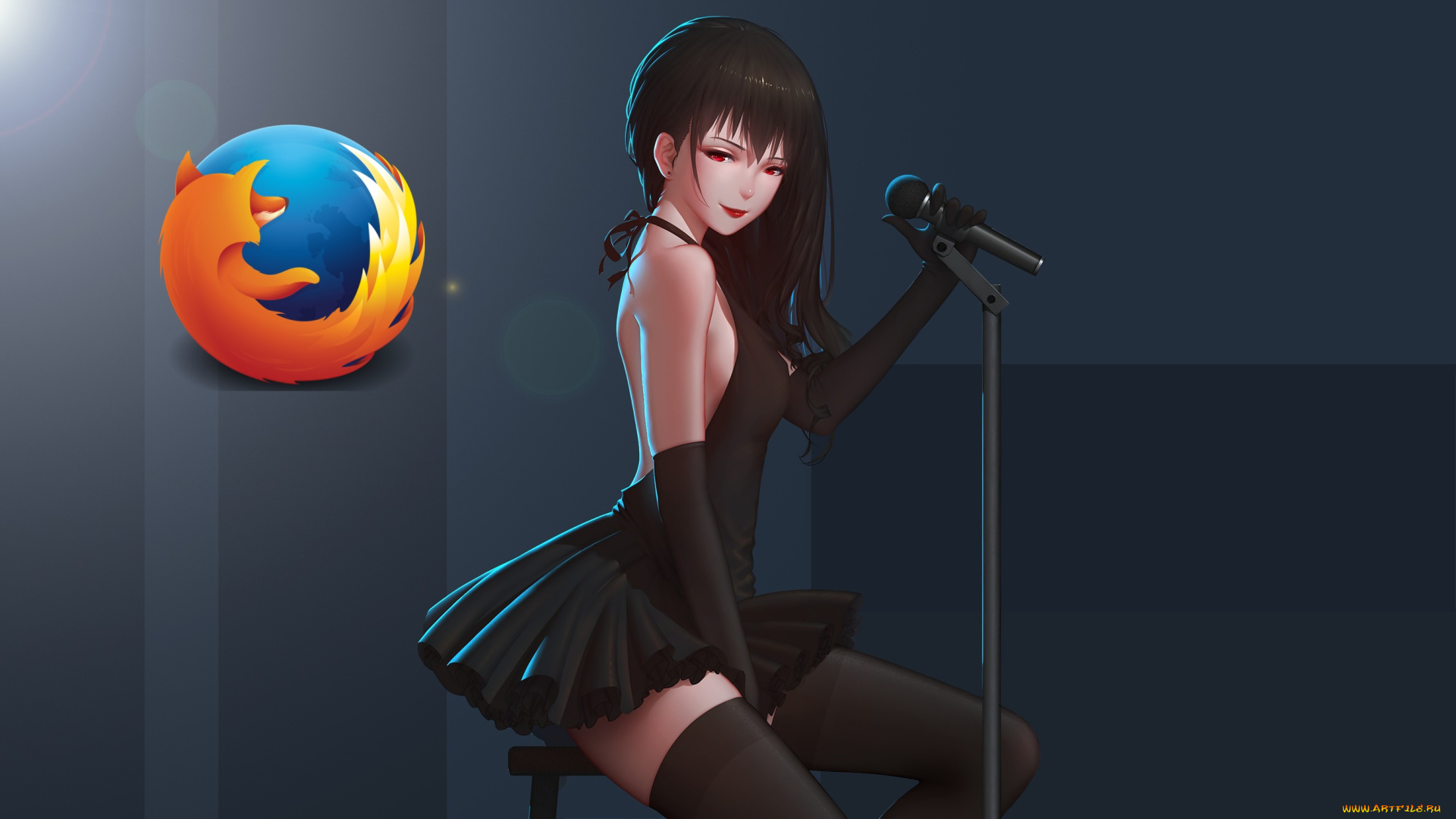 компьютеры, mozilla, firefox, девушка, логотип, фон, взгляд