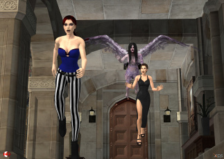 обоя 3д графика, существа , creatures, фон, девушки, взгляд