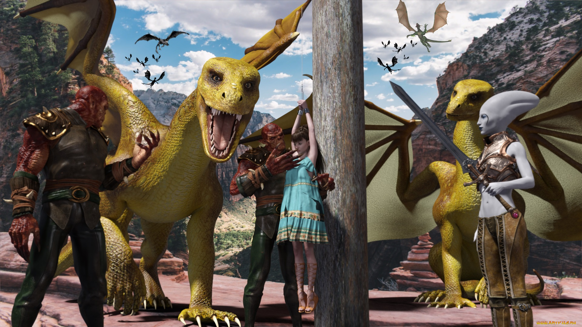 3д, графика, фантазия, , fantasy, девушка, взгляд, фон