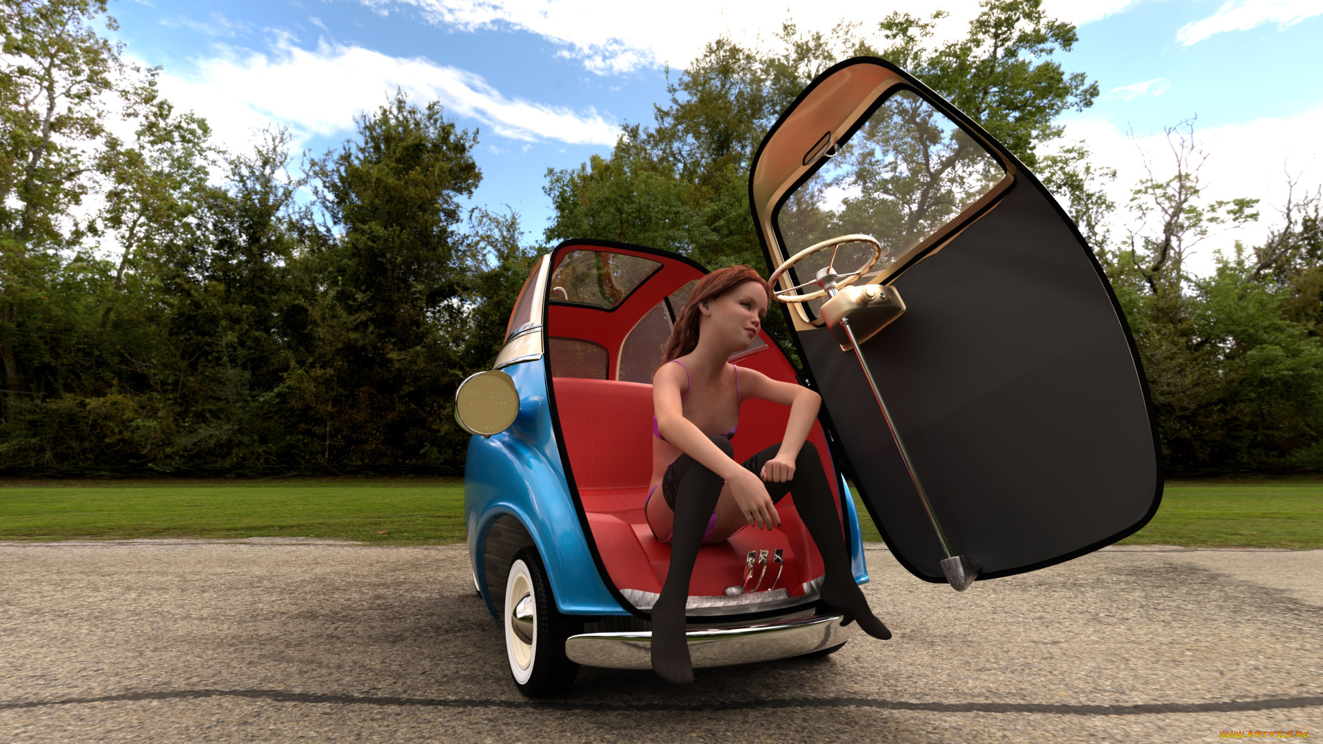 3д, графика, люди-авто, мото, , people-, car, , , moto, фон, взгляд, девушка