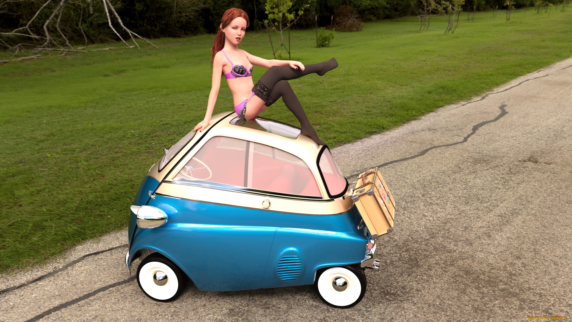 3д, графика, люди-авто, мото, , people-, car, , , moto, девушки, фон, взгляд