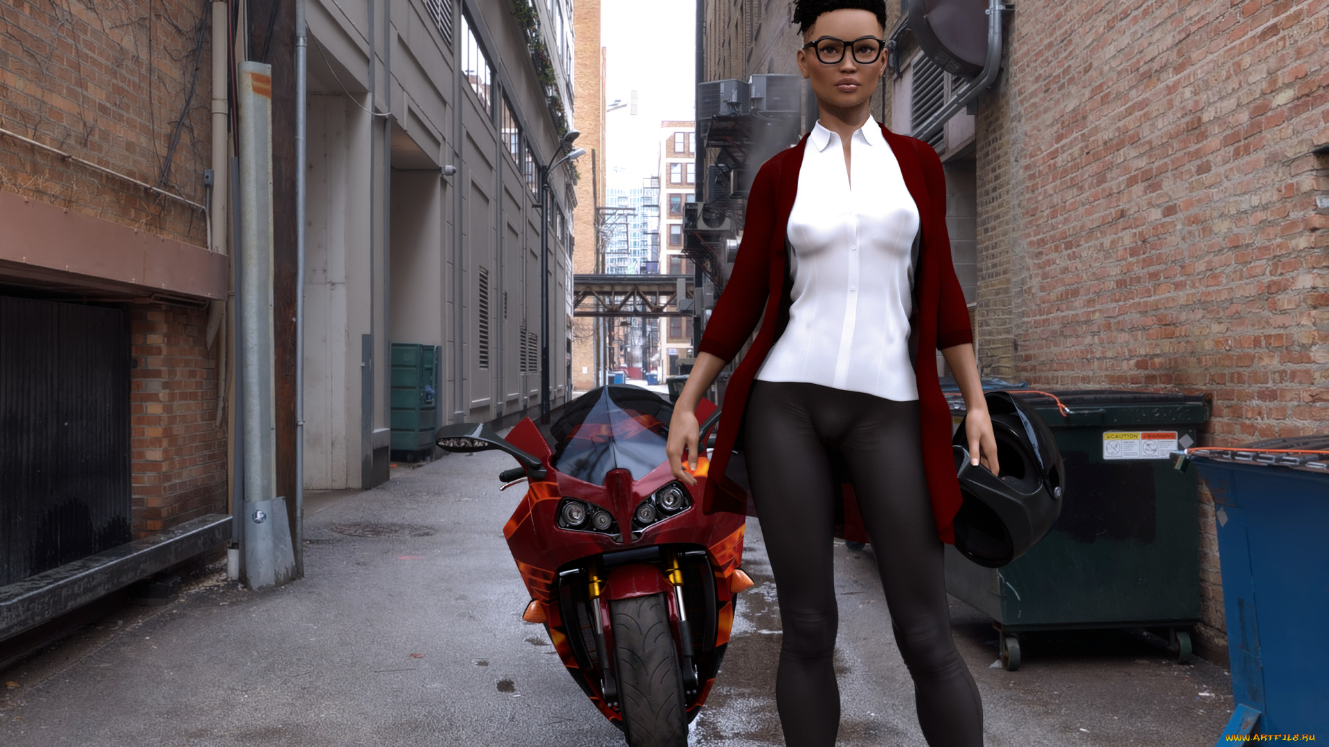 3д, графика, люди-авто, мото, , people-, car, , , moto, девушка, взгляд, фон
