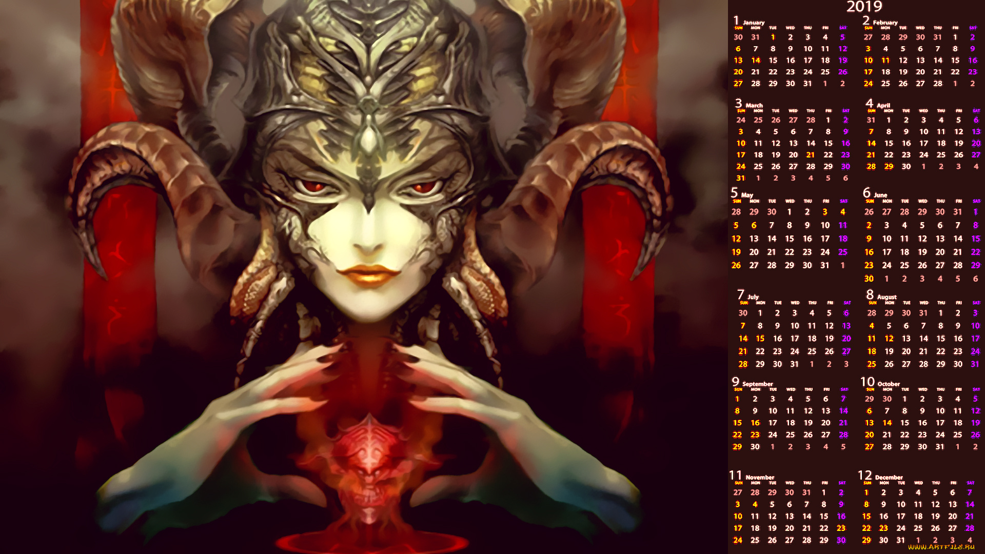 календари, фэнтези, женщина, магия