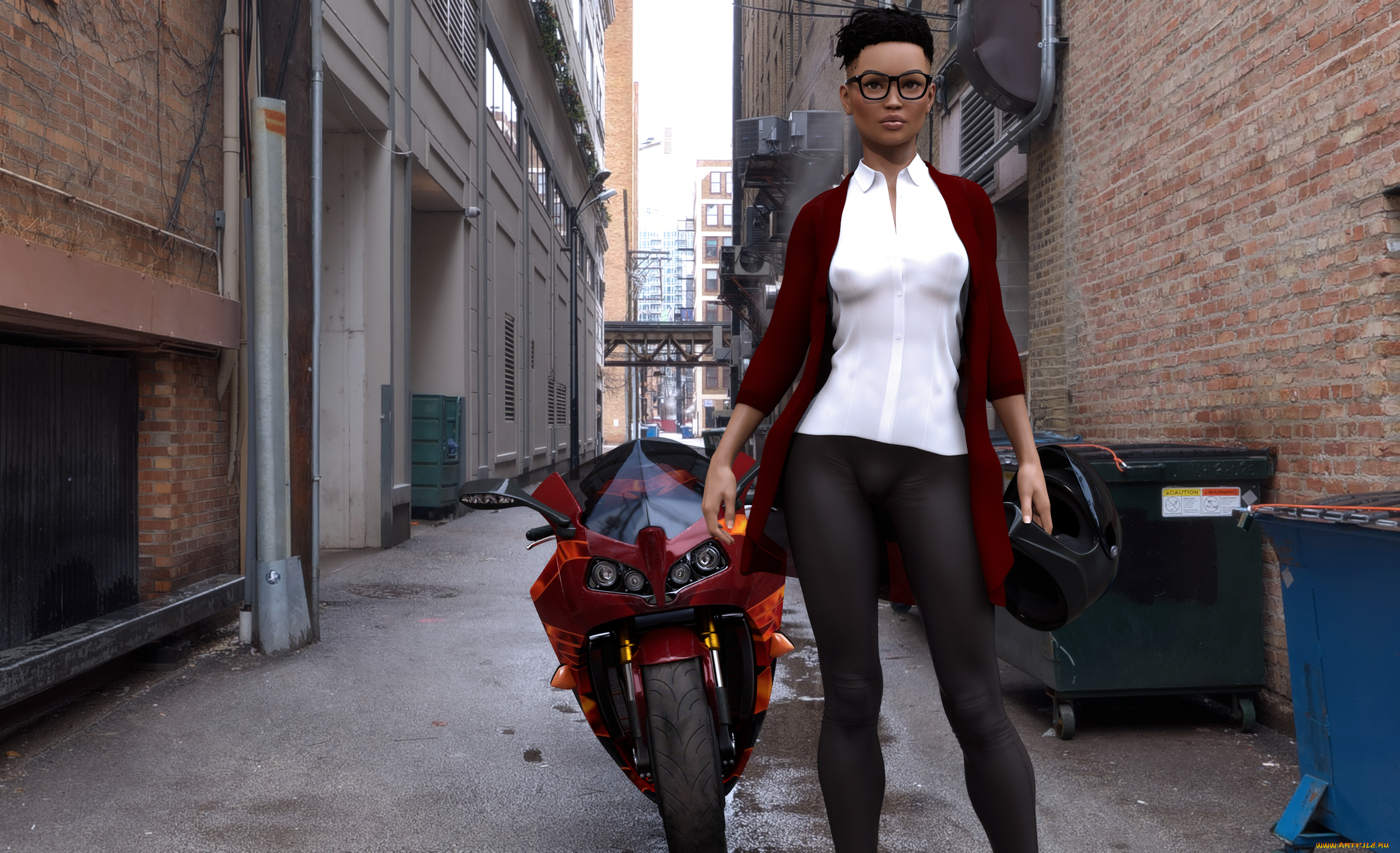 3д, графика, люди-авто, мото, , people-, car, , , moto, девушка, взгляд, фон