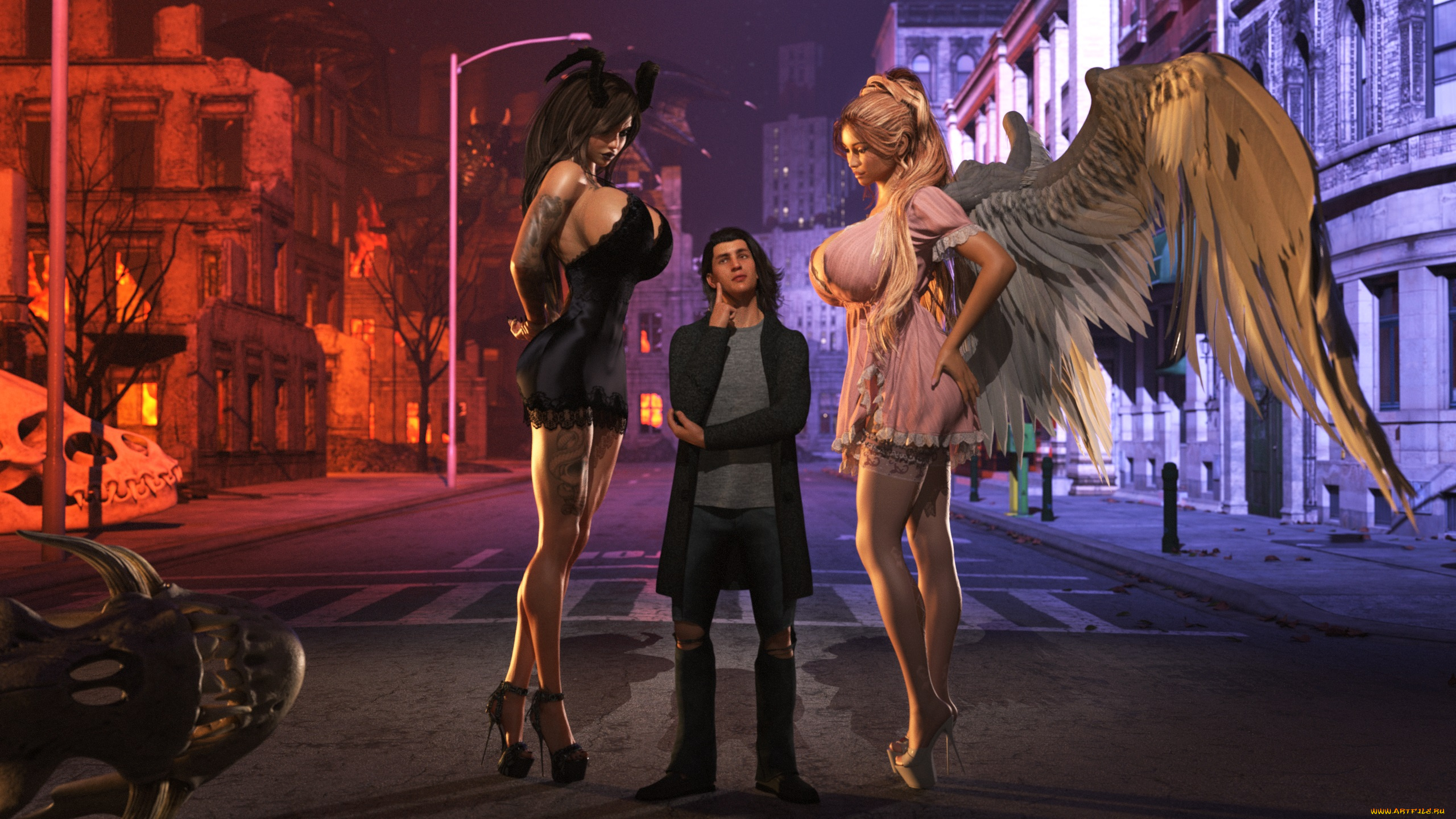 3д, графика, фантазия, , fantasy, фон, взгляд, девушки