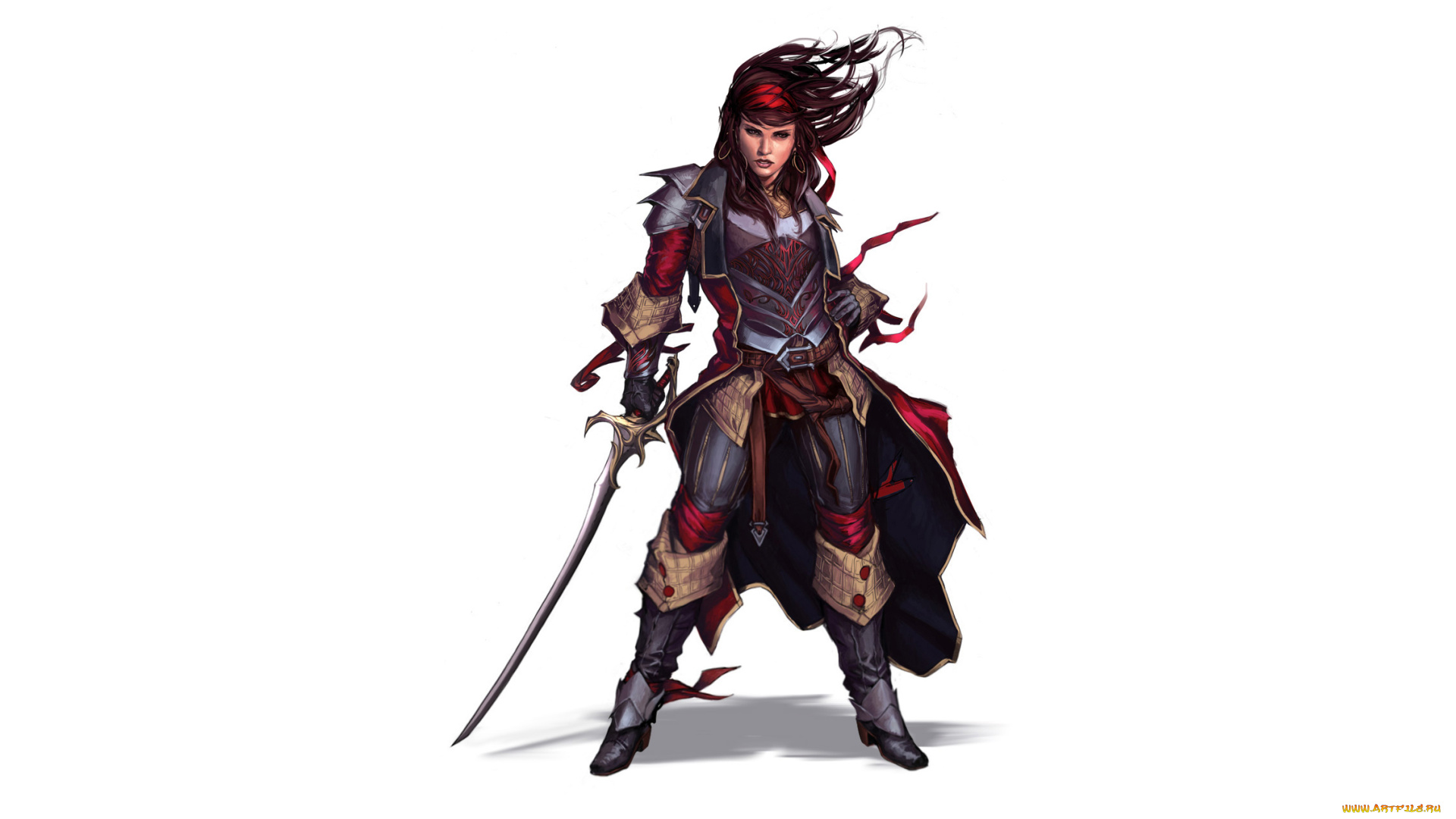 рисованное, комиксы, девушка, фон, взгляд, униформа, сабля