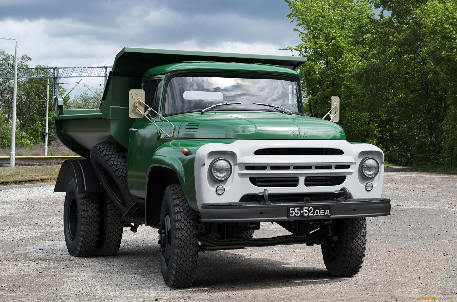 зил, автомобили, зил, грузовики, зил-, 130, ммз-, 555, автомобиль, самосвал, зелёный