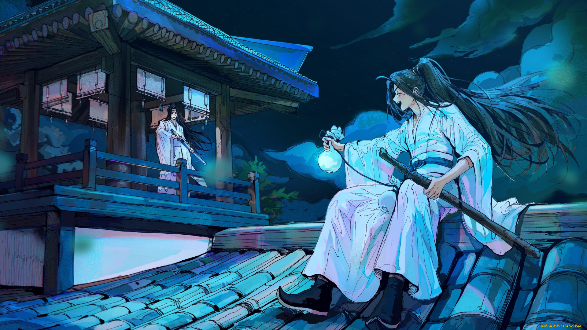 аниме, mo, dao, zu, shi, лань, ванцзы, вэй, усянь, мечи, кувшин, крыша