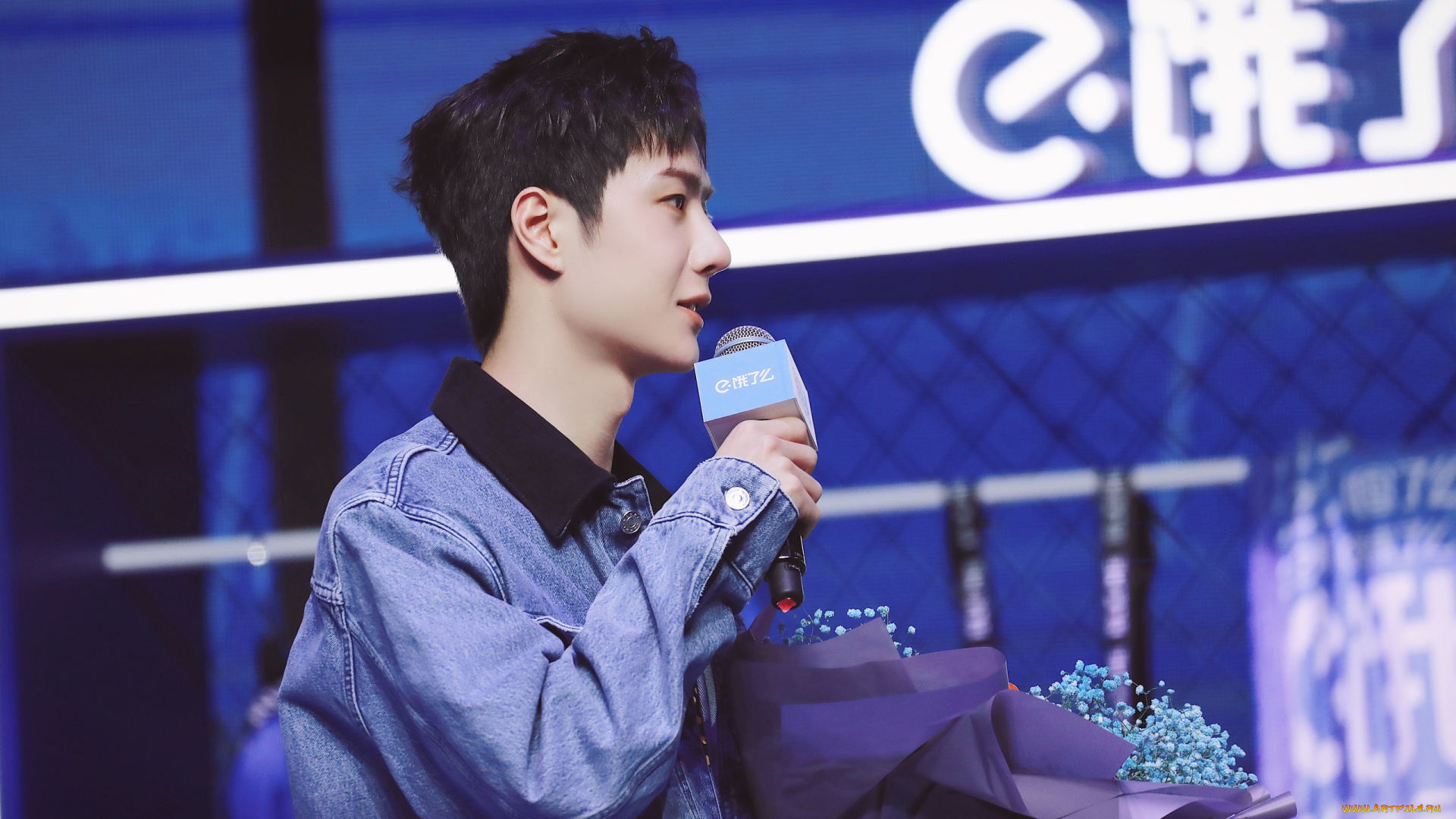 мужчины, wang, yi, bo, ван, ибо, микрофон, цветы, куртка