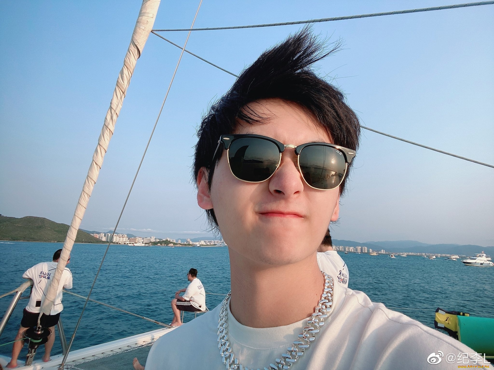 мужчины, ji, li, актер, очки, море, яхта, лицо