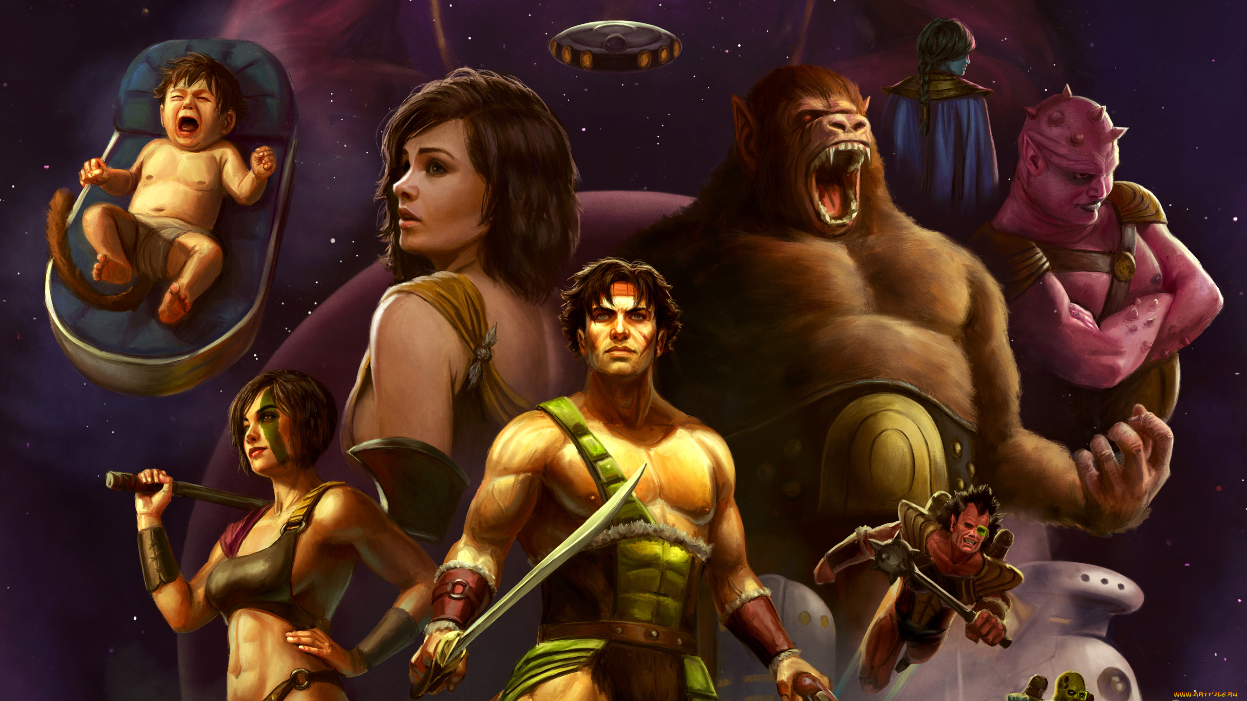 фэнтези, иные, миры, , иные, времена, девушки, мужчины, существа, униформа, ребенок