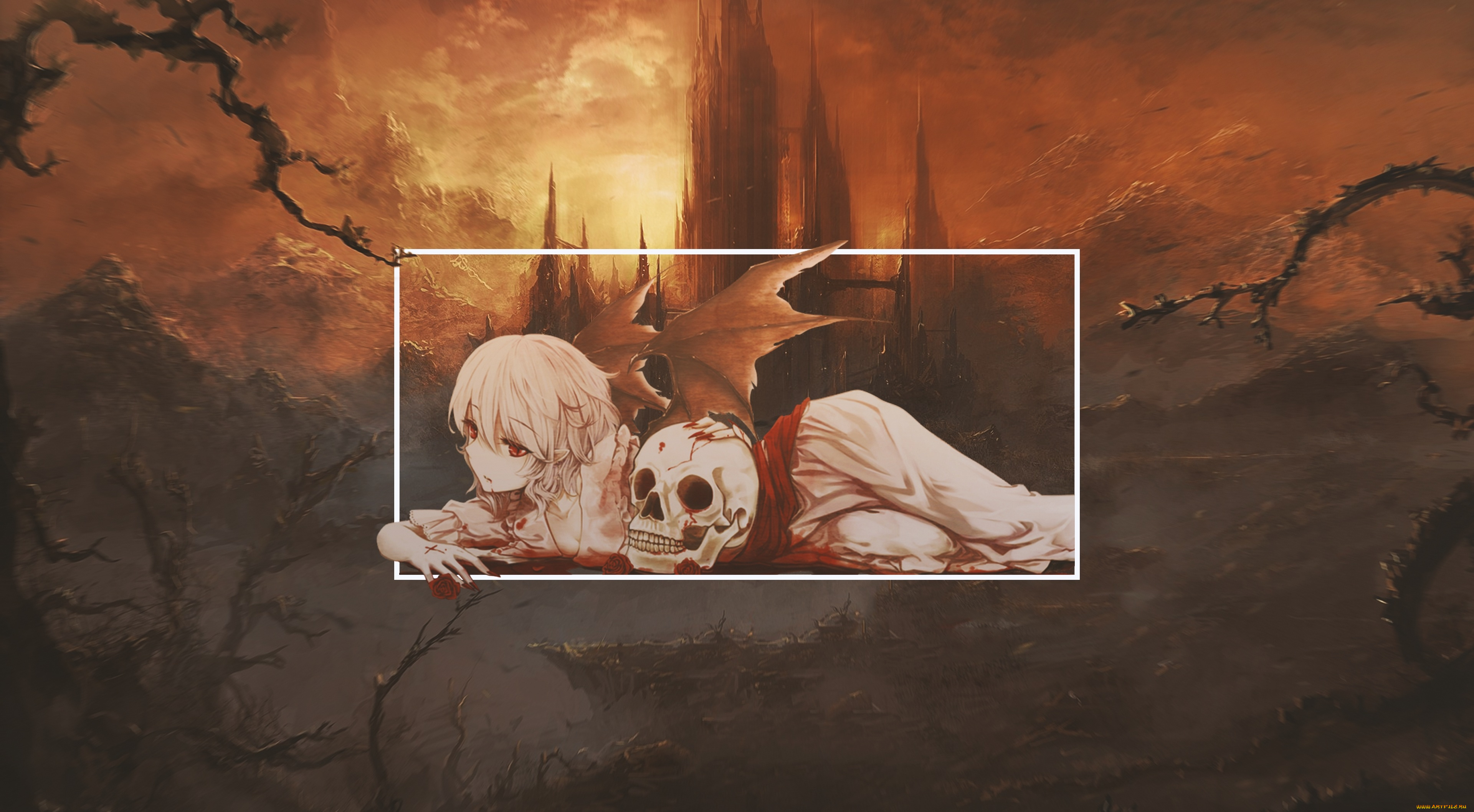 аниме, ангелы, , демоны, девушка