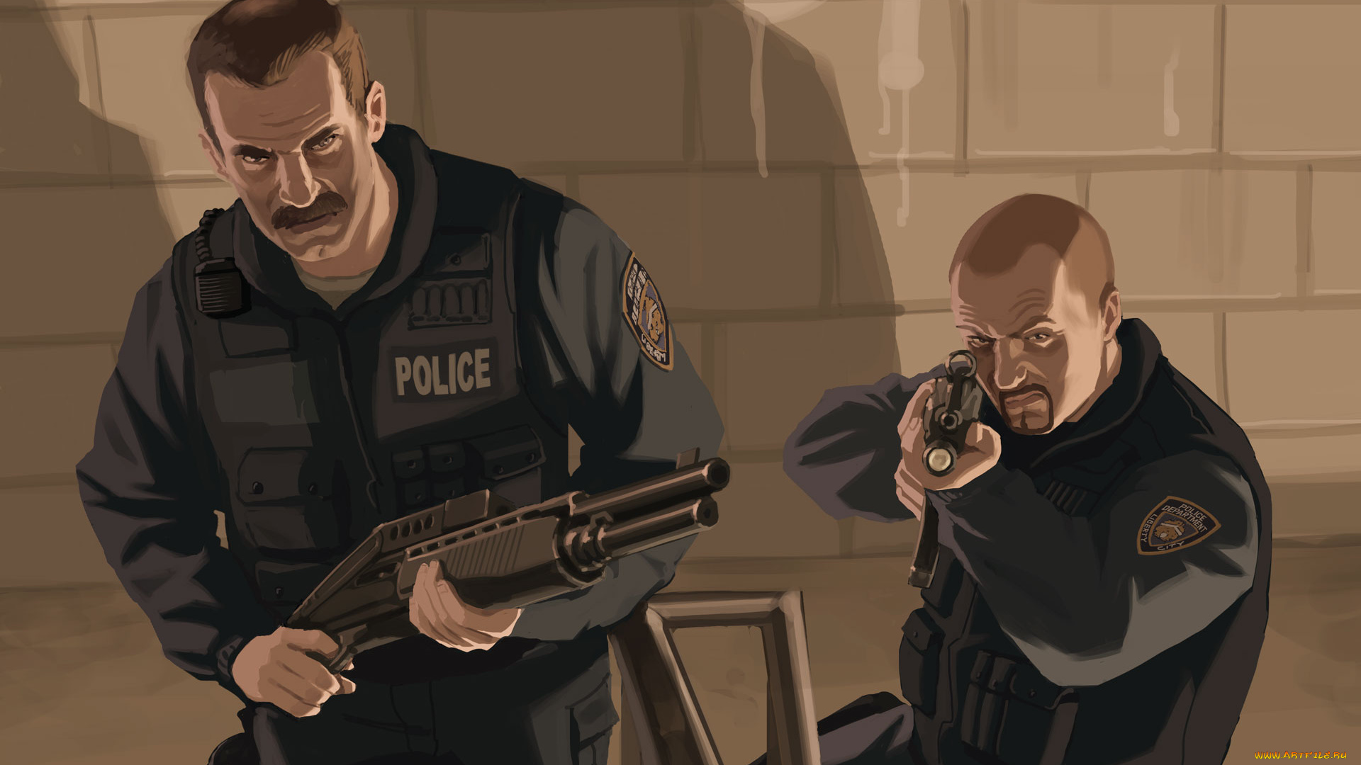 видео, игры, grand, theft, auto, iv, полицейские, оружие