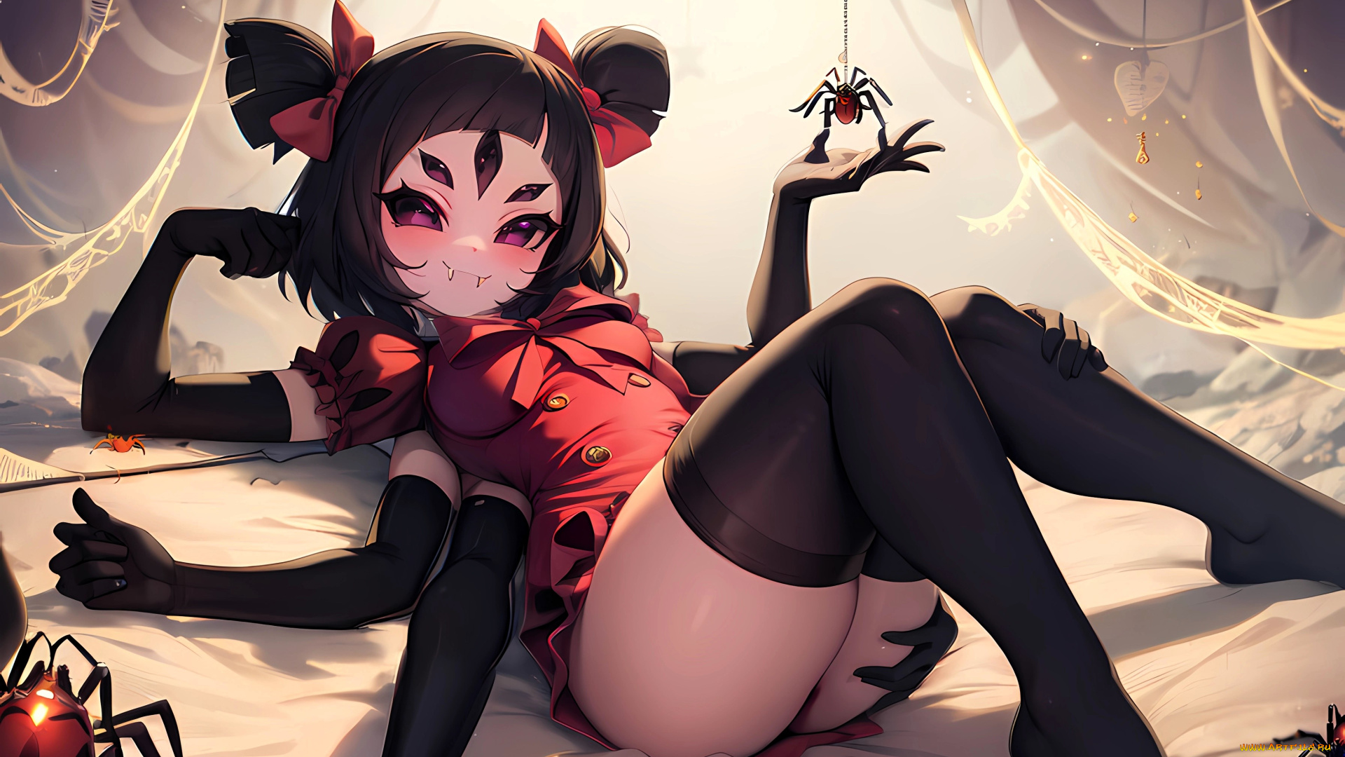 аниме, undertale, девочка, паук