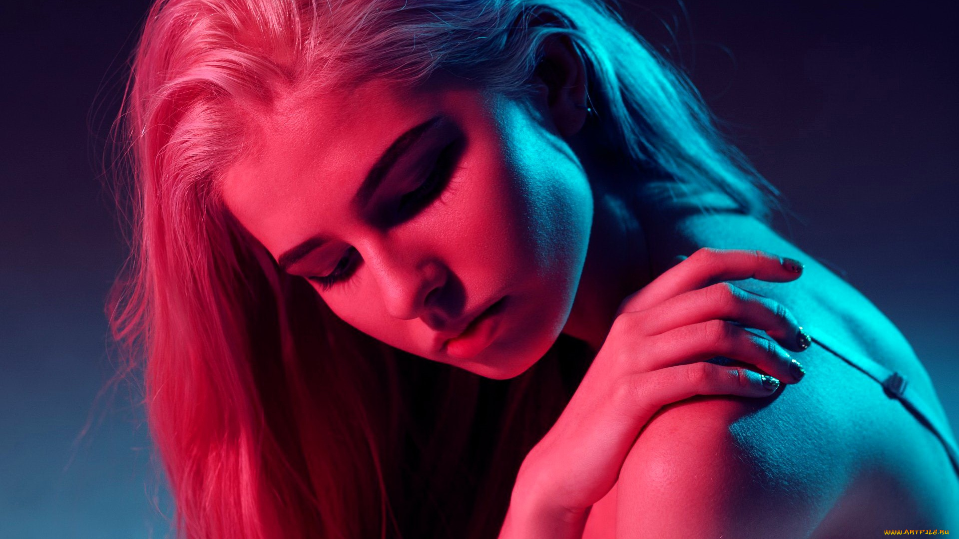 девушки, -, лица, , портреты, блондинка, лицо, свет