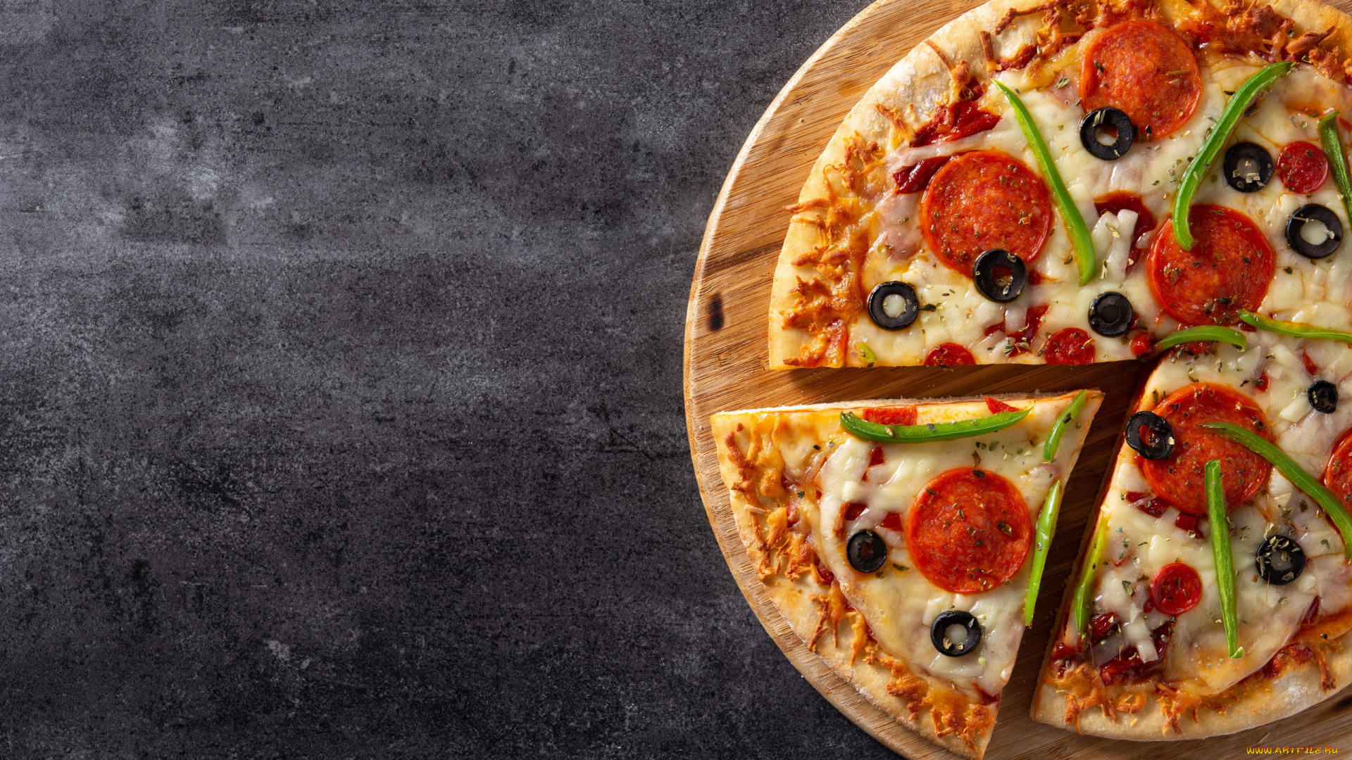 еда, пицца, колбаса, сыр, маслины