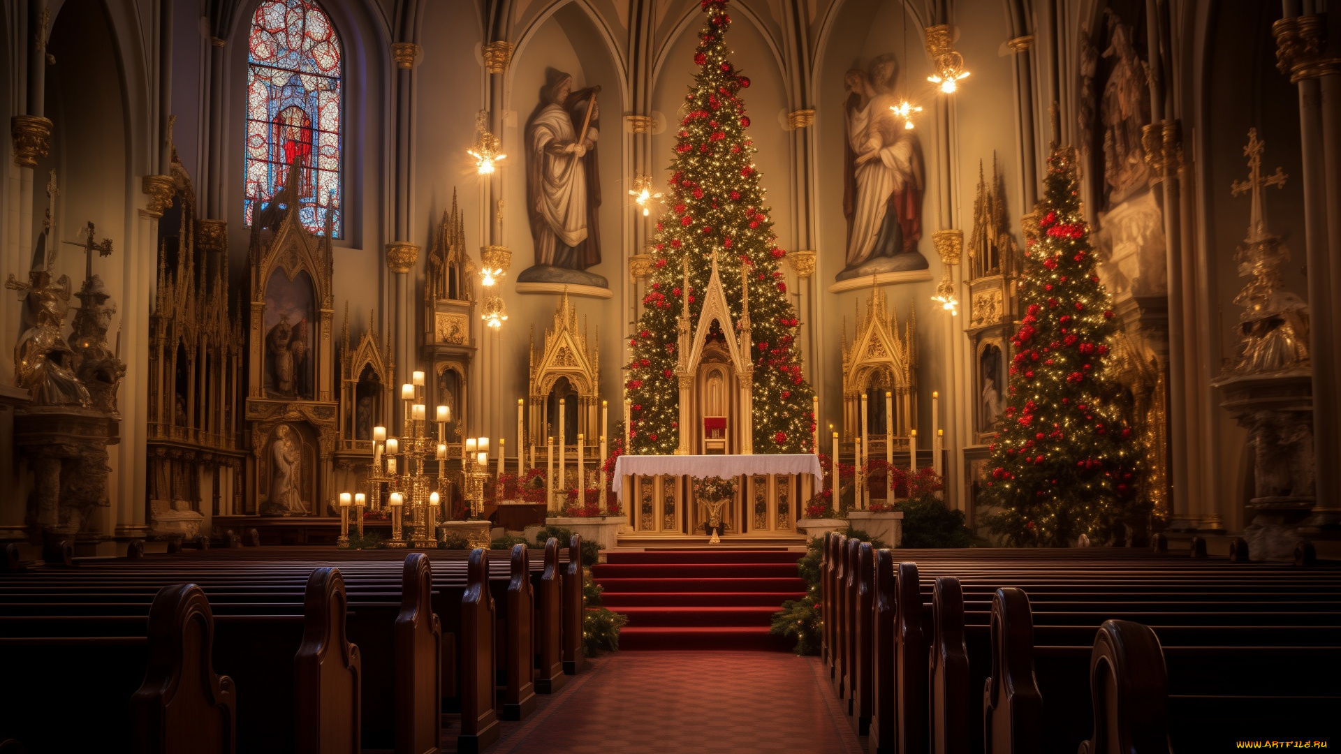 интерьер, убранство, , роспись, храма, костел, рождественское