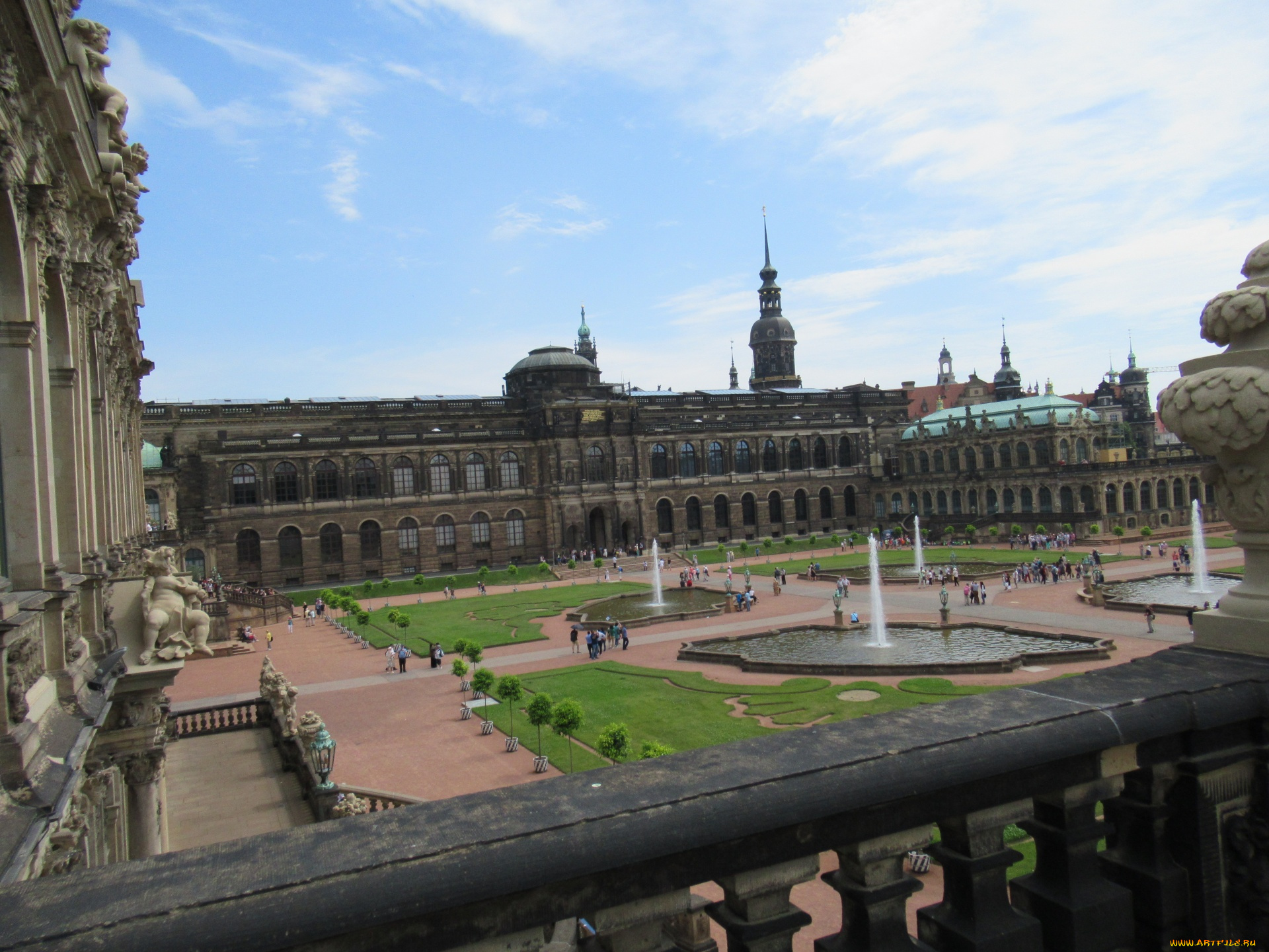 города, дрезден, , германия, фонтаны