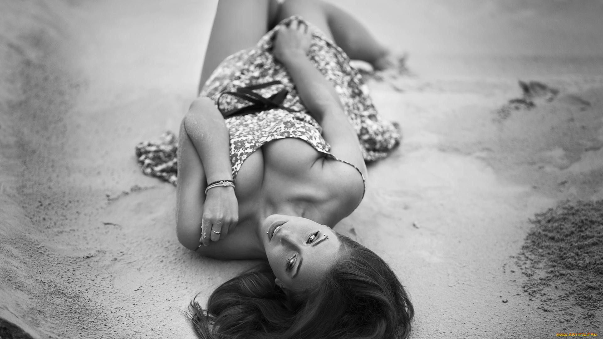 девушки, -, черно-белые, девушка, позирует