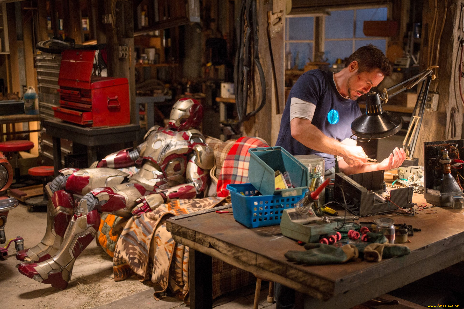 кино, фильмы, iron, man, 3, мастерская, костюм, железный, человек, работа